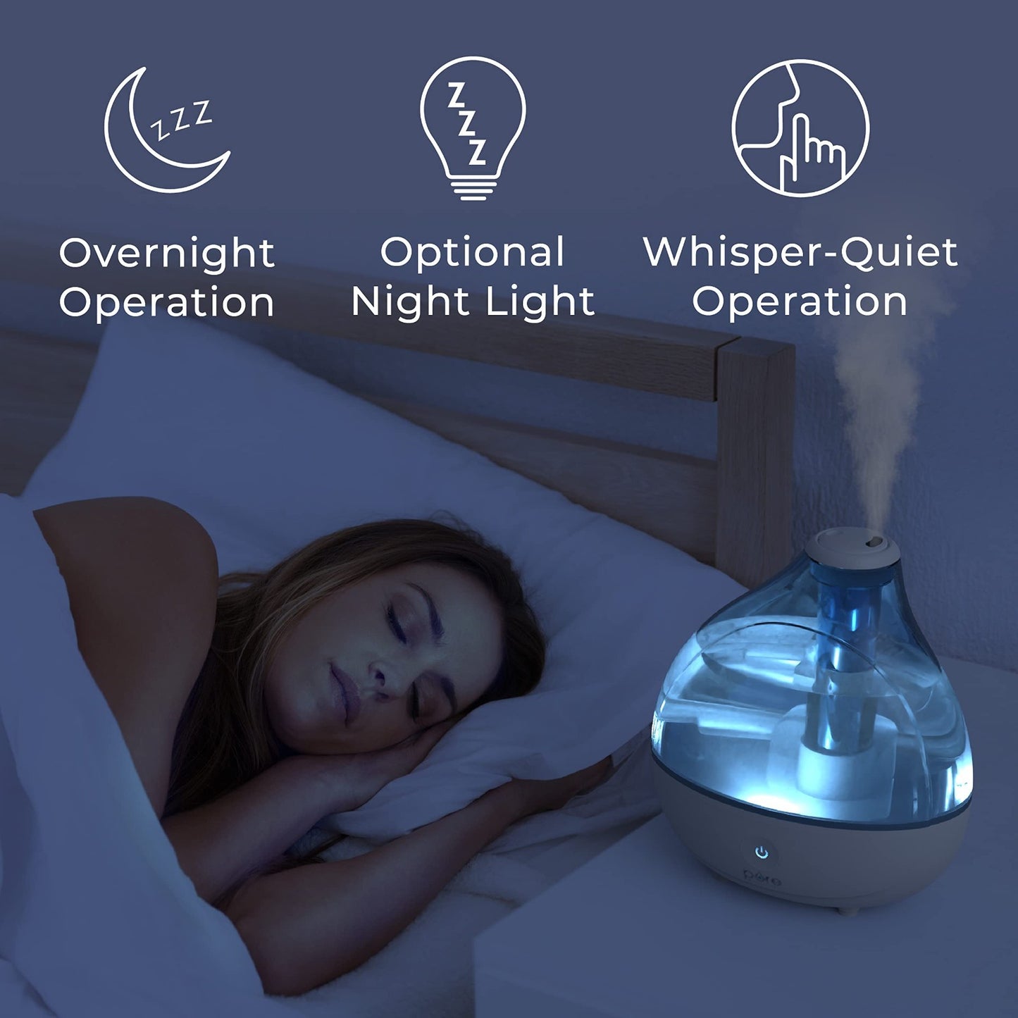 Ultrasonic Cool Mist Humidifier - Quiet, Long-Lasting 25H for Bedroom, Nursery &6