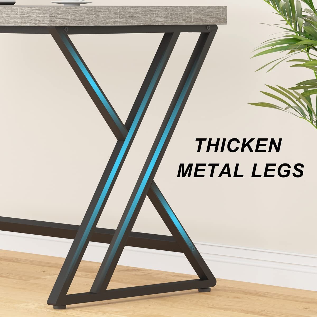47 Inch Industrial Grey Computer Desk - Modern Wooden Home Office Writing Table5