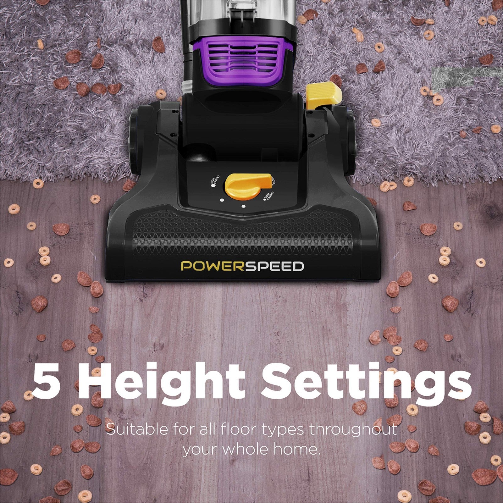 Bagless Upright Vacuum Cleaner - 5-Height Brush Roll, 12.6" Cleaning Path, Pet H4