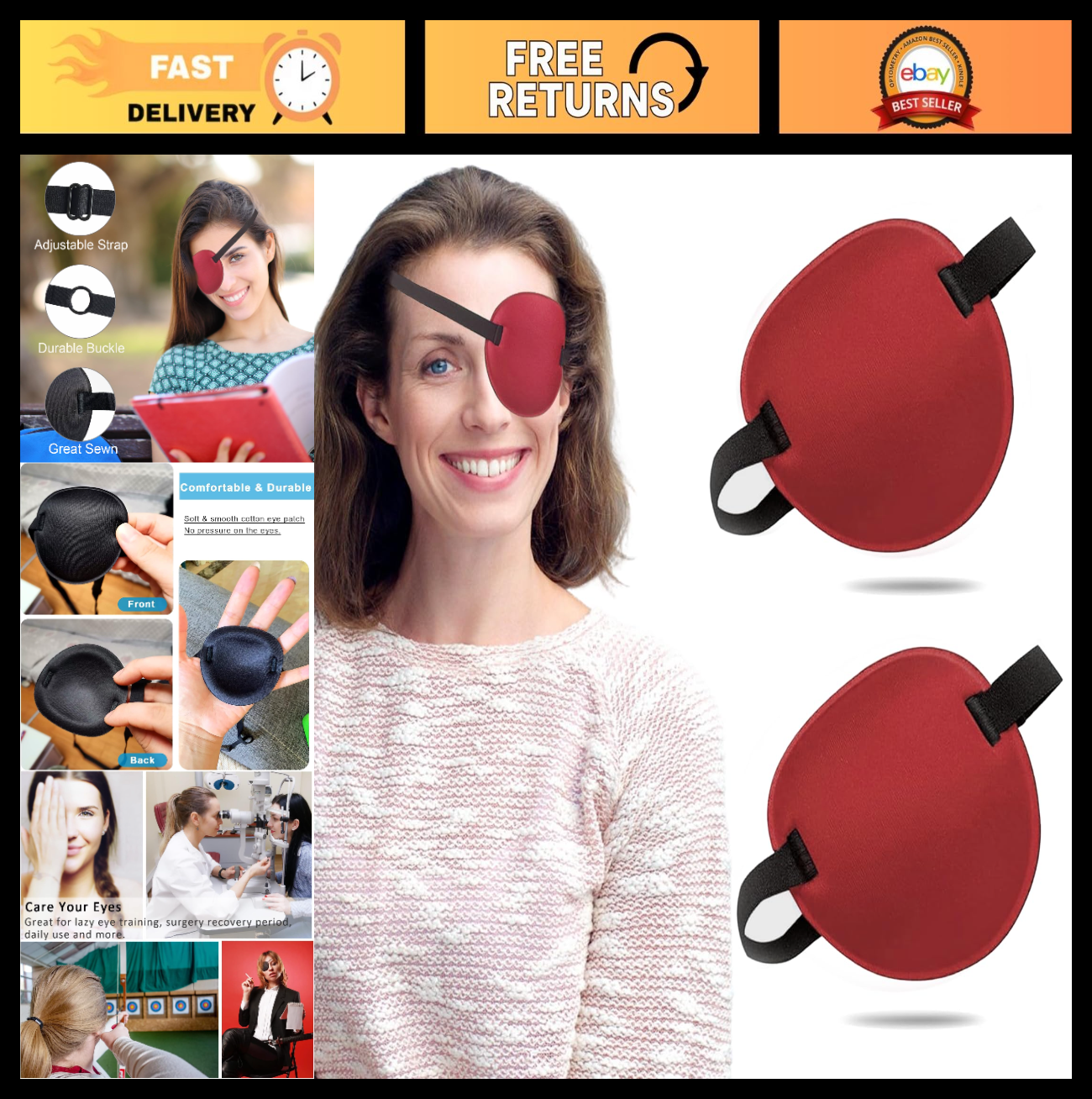 3D Adjustable Eye Patch - 2PCS Medical Patches for Amblyopia, Lazy Eye, Adults &0