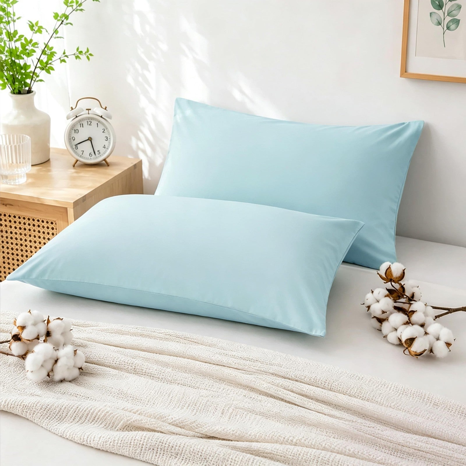 100% Cotton Pillow Cases 2 Pack - Soft, Breathable, Fade Resistant, 20x26 Light5
