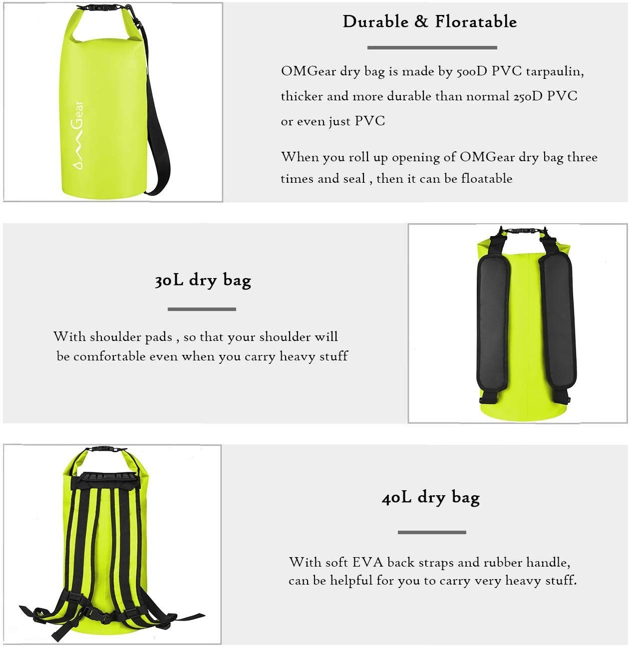 Waterproof Dry Bag Backpack 40L/30L/20L/10L/5L - Floating Sack for Kayaking & Ou3