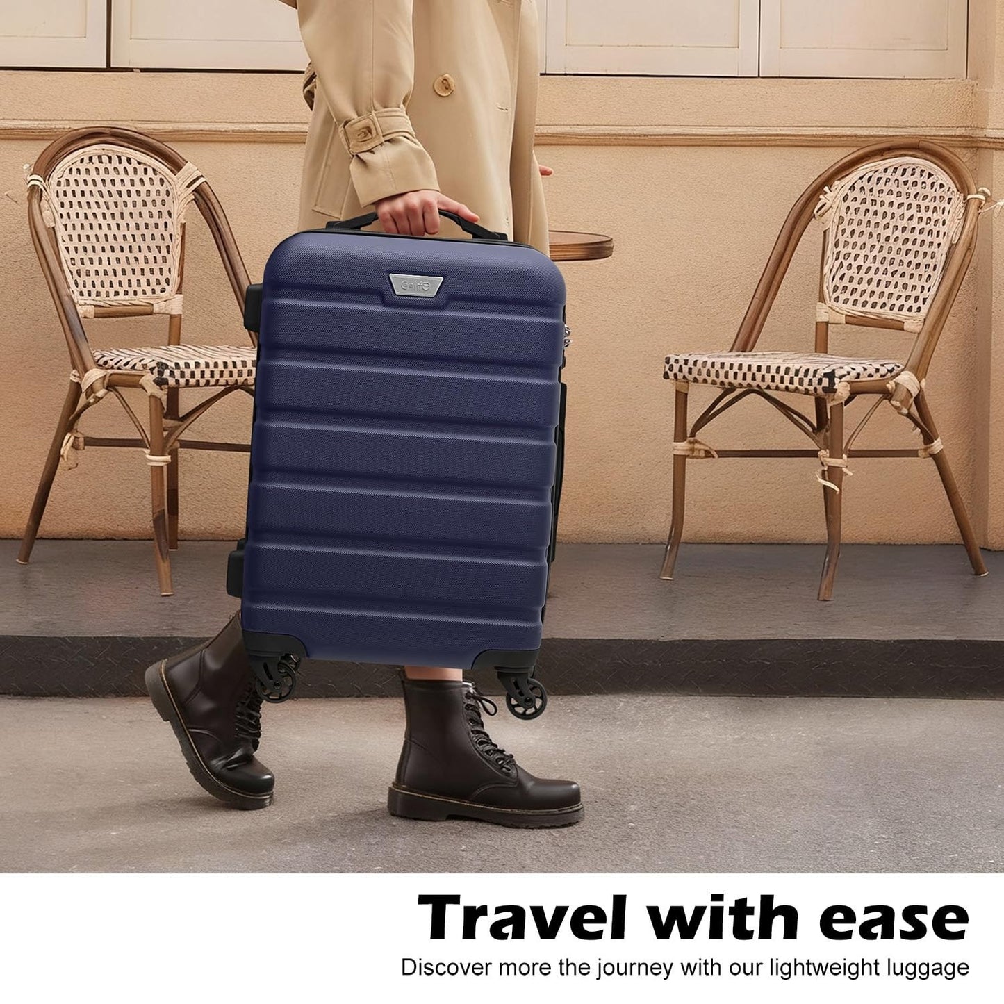 Lightweight Durable Hardshell Luggage Set, 3-Piece Suitcase with 360° Spinner Wh5