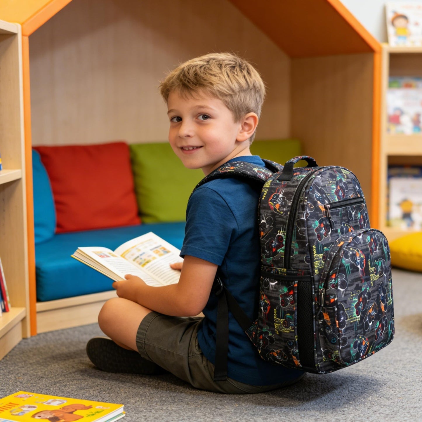 Cute Lightweight Kids Backpack for Boys, Kindergarten & Elementary School, Ages2