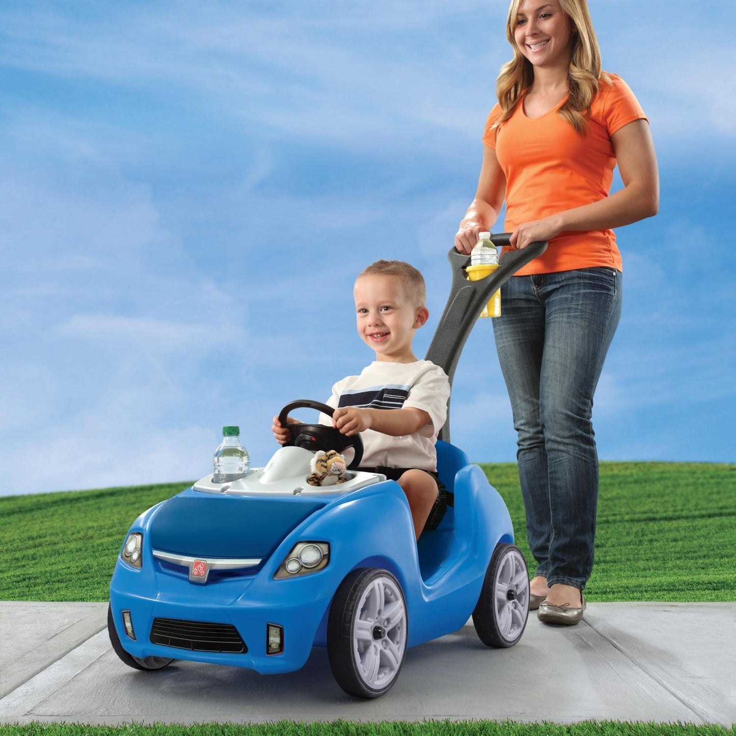 Kids Push Car Ride-On with Seat Belt & Horn, Quick Fold Handle, Toddler Stroller2