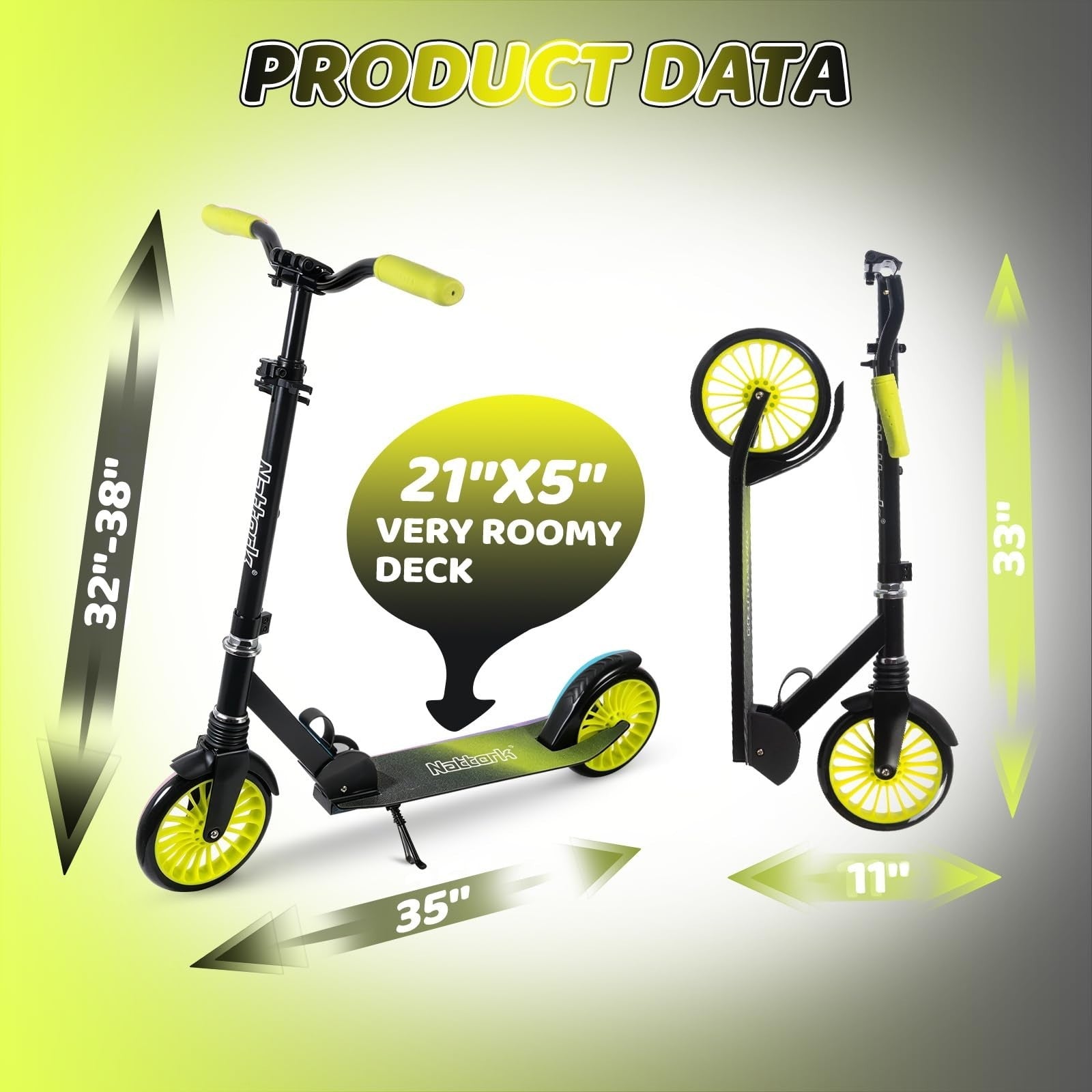 Adjustable Height Kick Scooter for Kids & Teens, 240 LBS Max Load, Foldable, 8"5