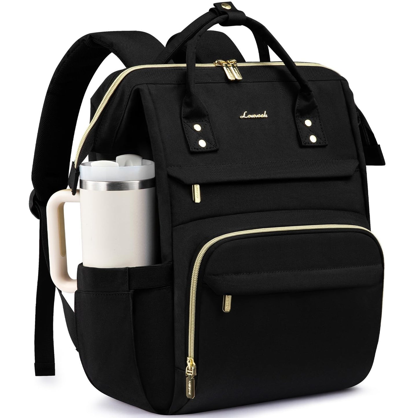 Stylish Waterproof Laptop Backpack for Women, 15.6" Travel Bag with Tumbler Hold1