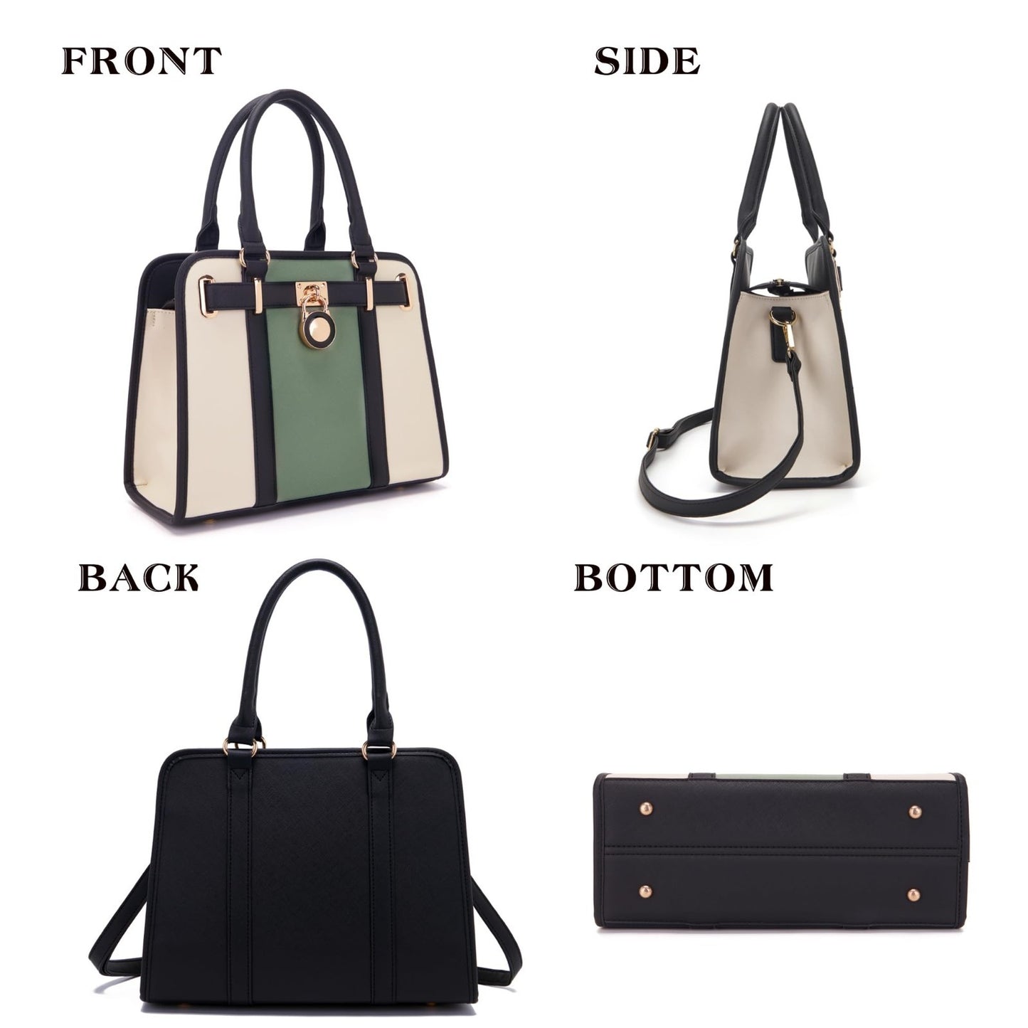 Stylish Women's Structured Satchel Tote Handbag Set with RFID Wallet - Fashion P2