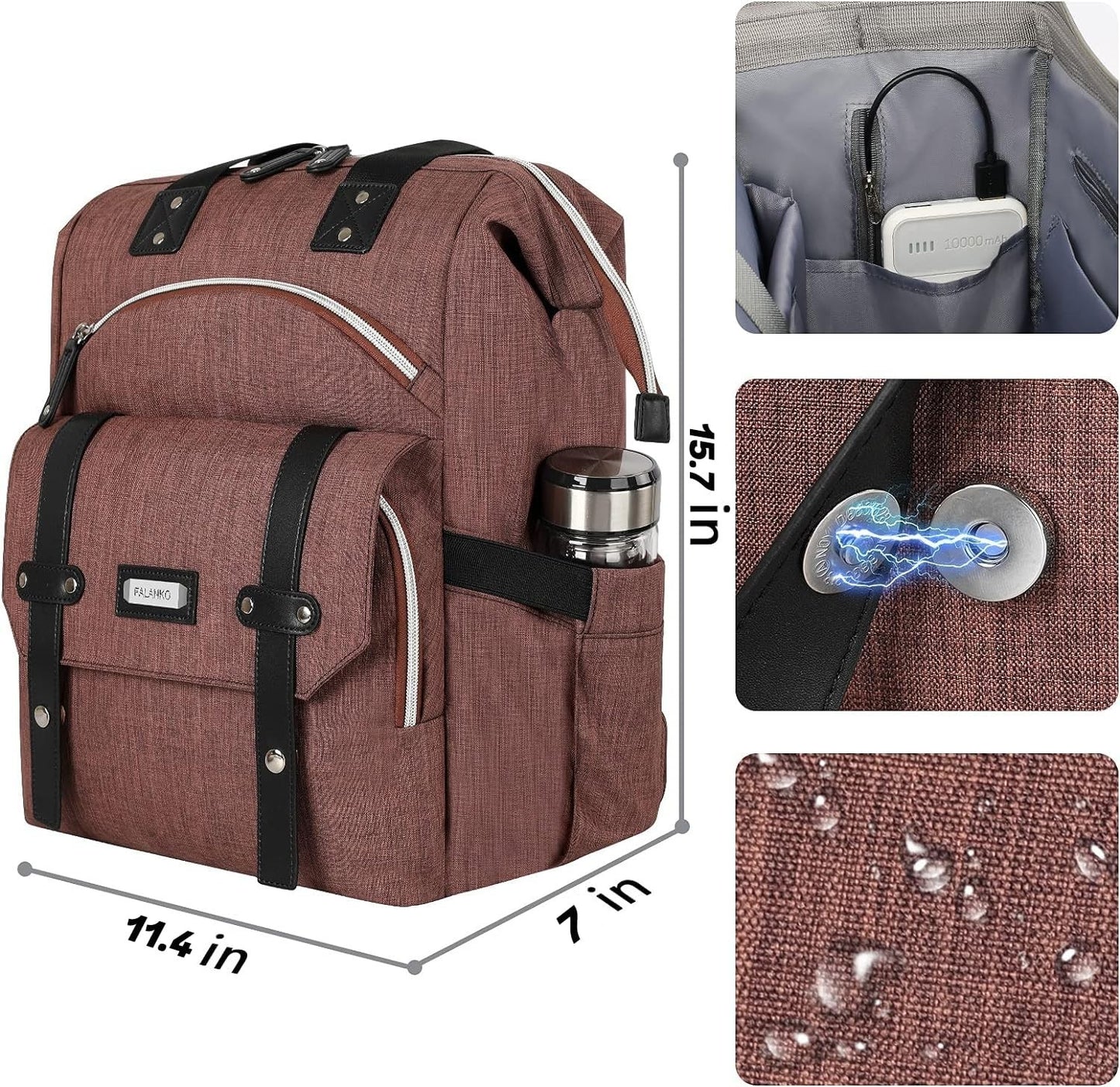 Stylish Water Resistant Laptop Backpack for Women   15.6" RFID Anti Theft Travel3