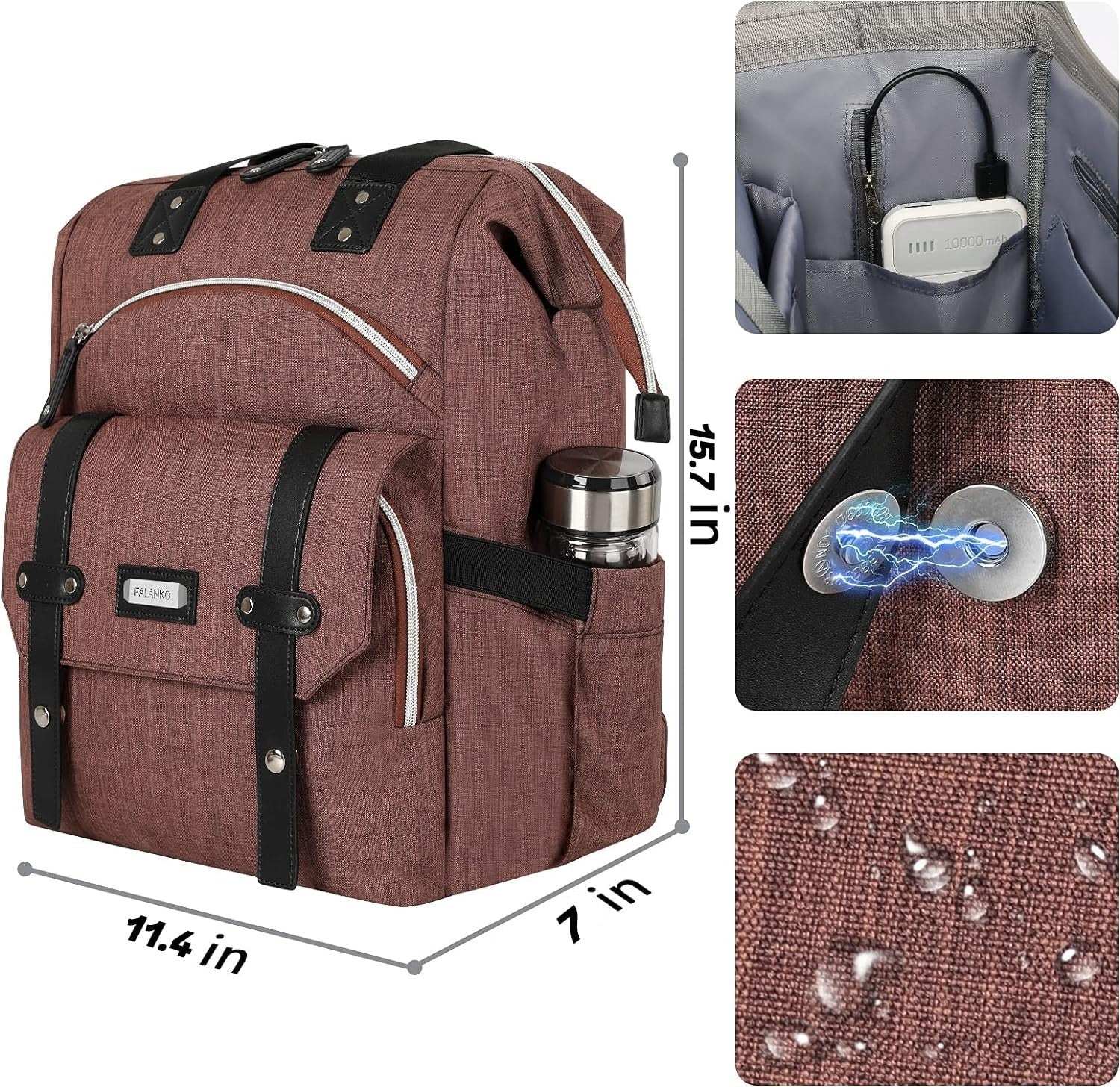 Stylish Water Resistant Laptop Backpack for Women   15.6" RFID Anti Theft Travel3