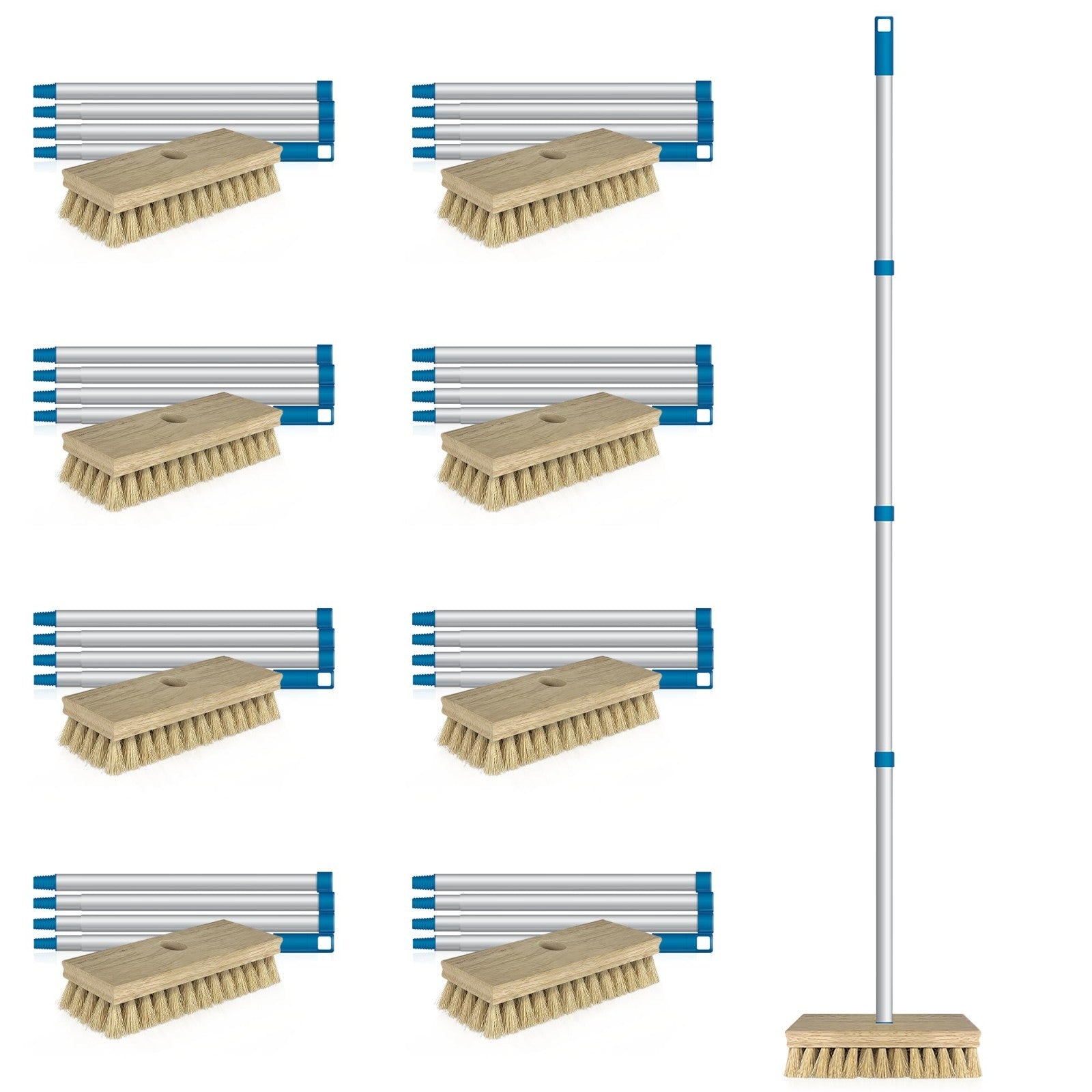 9" x 3.5" Deck Scrub Brush with Tampico Bristles - Outdoor Cleaning Tool, 9 Pack1