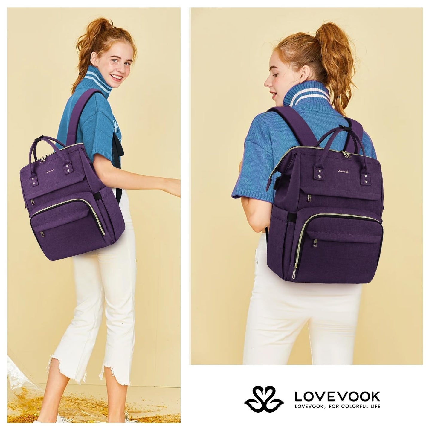 Stylish 17" Laptop Backpack for Women   Waterproof Travel Bag with USB Port, Ide2