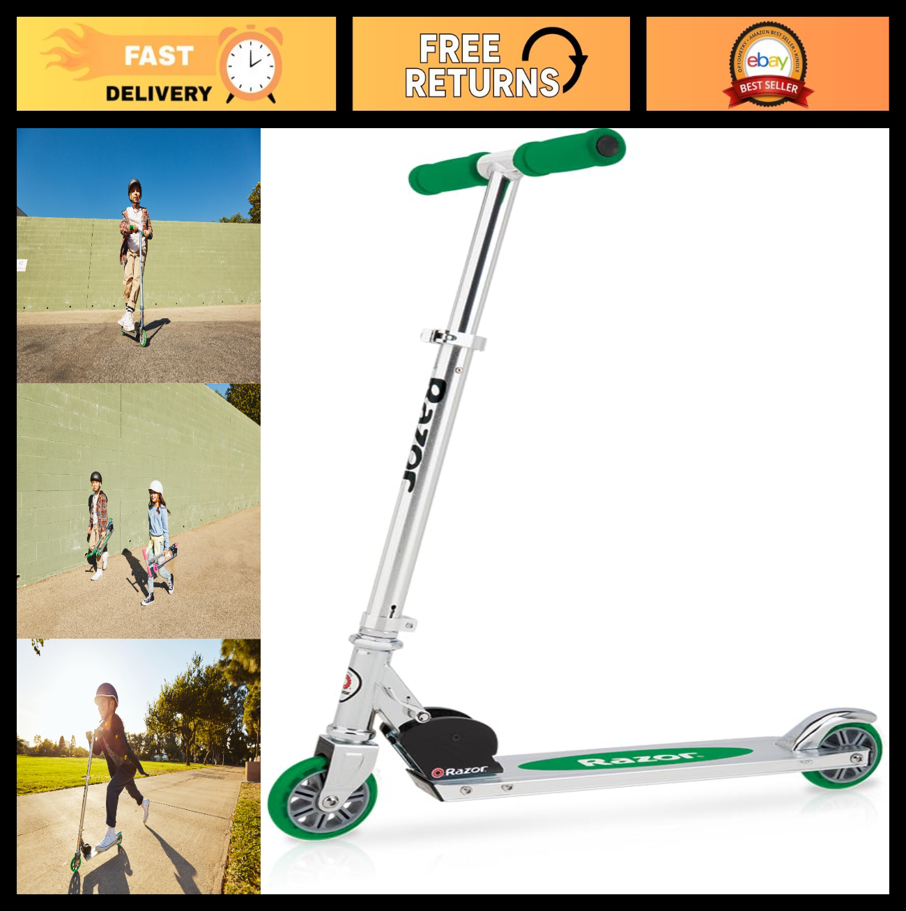 Lightweight Foldable Kick Scooter for Kids - Aluminum Frame, Adjustable Handleba0