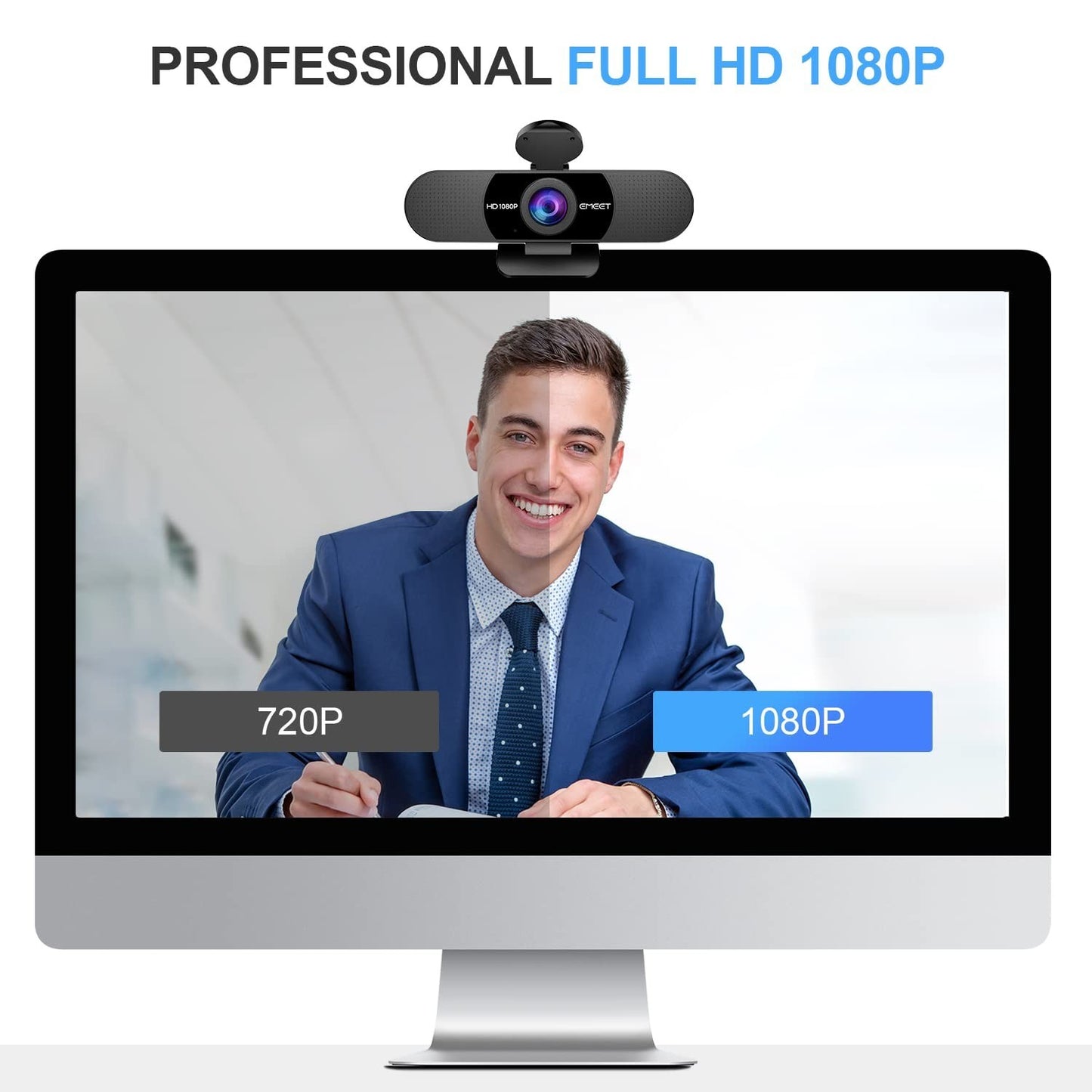 1080P Webcam with Microphone, 90°FOV USB Streaming Camera for Zoom/Teams/YouTube2
