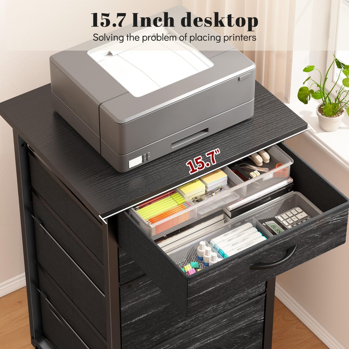 4 Drawer Rolling File Cabinet for A4 Letter Size   Mobile Printer Stand, Lockabl3