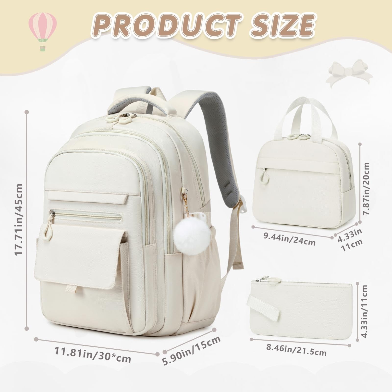 Girls Backpack Set with Lunch Box & Pencil Case   Stylish School Bag for Kids2