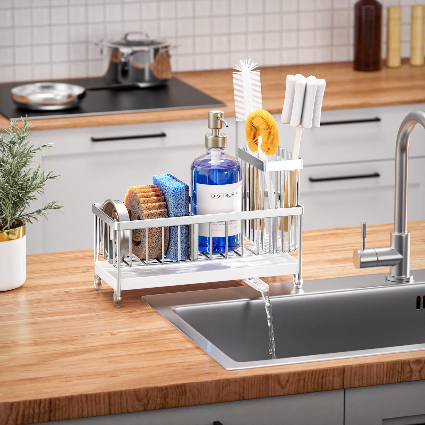 Kitchen Sink Sponge Holder Caddy Organizer, Rustproof 304 Stainless Steel, Count5