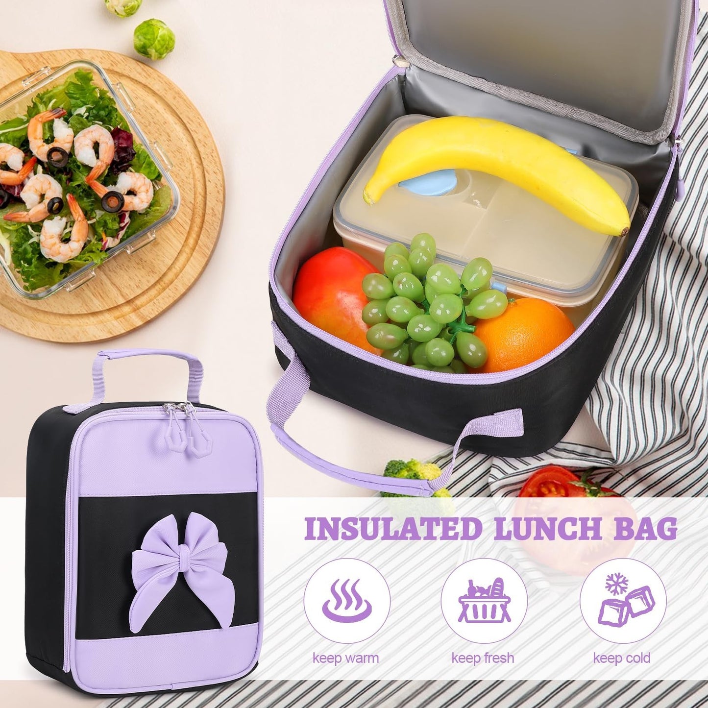 4PCS Girls Backpack Set   Stylish Tote Bag, Lunch Bag & Pencil Case Included7