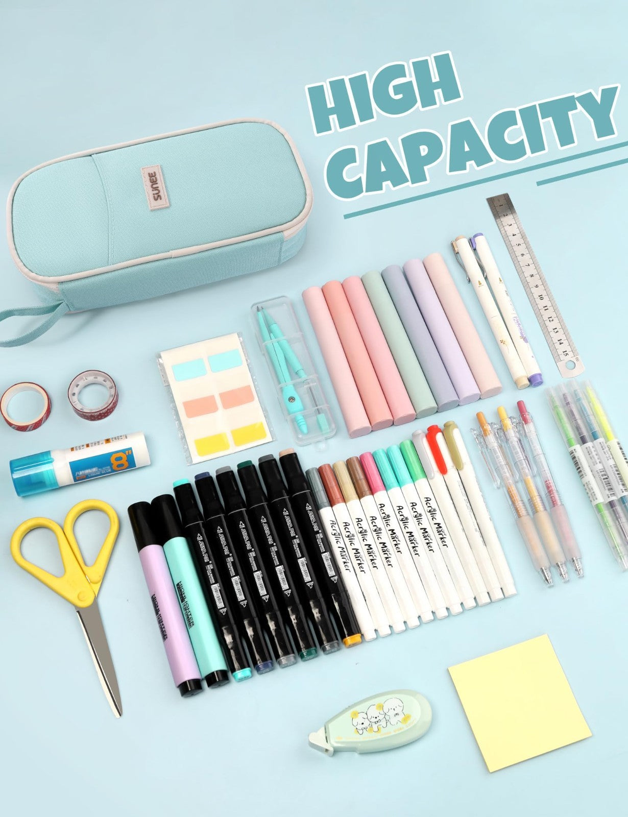 Cute Aesthetic Pencil Case   Large Zippered Pen Pouch, Kawaii Stationery Organiz3