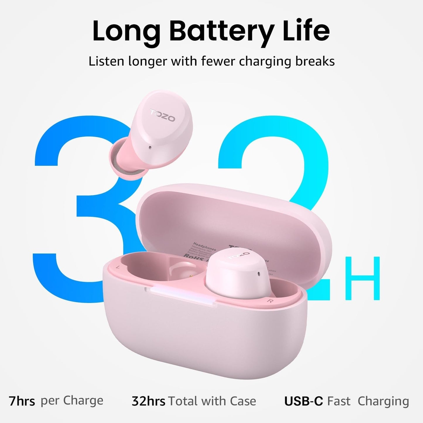 Wireless Earbuds Bluetooth 5.3, IPX5 Waterproof, AI Call Mics, Premium Sound, Ch3