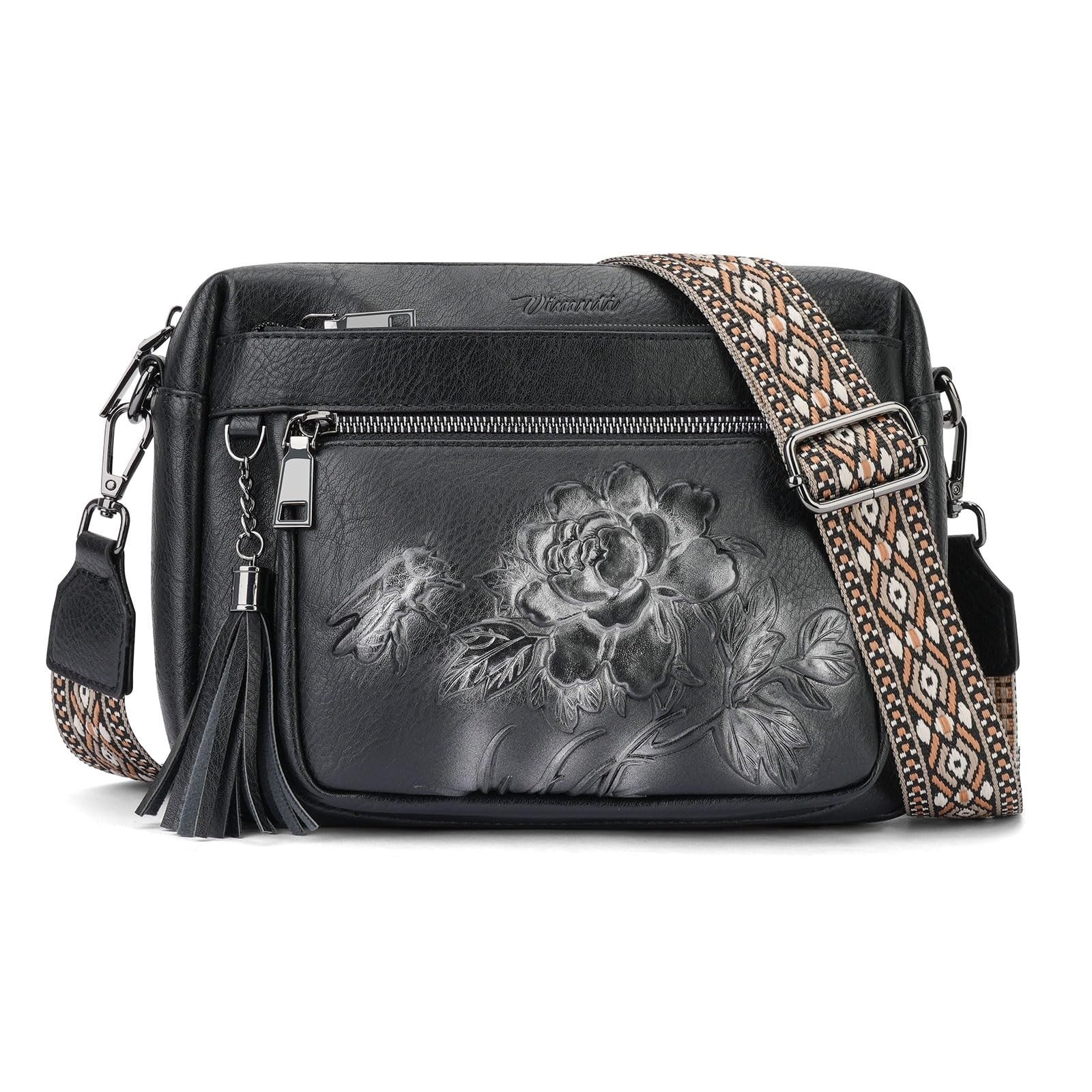 Stylish Vegan Leather Crossbody Bag for Women, Embossed Design, Fashion Purse0