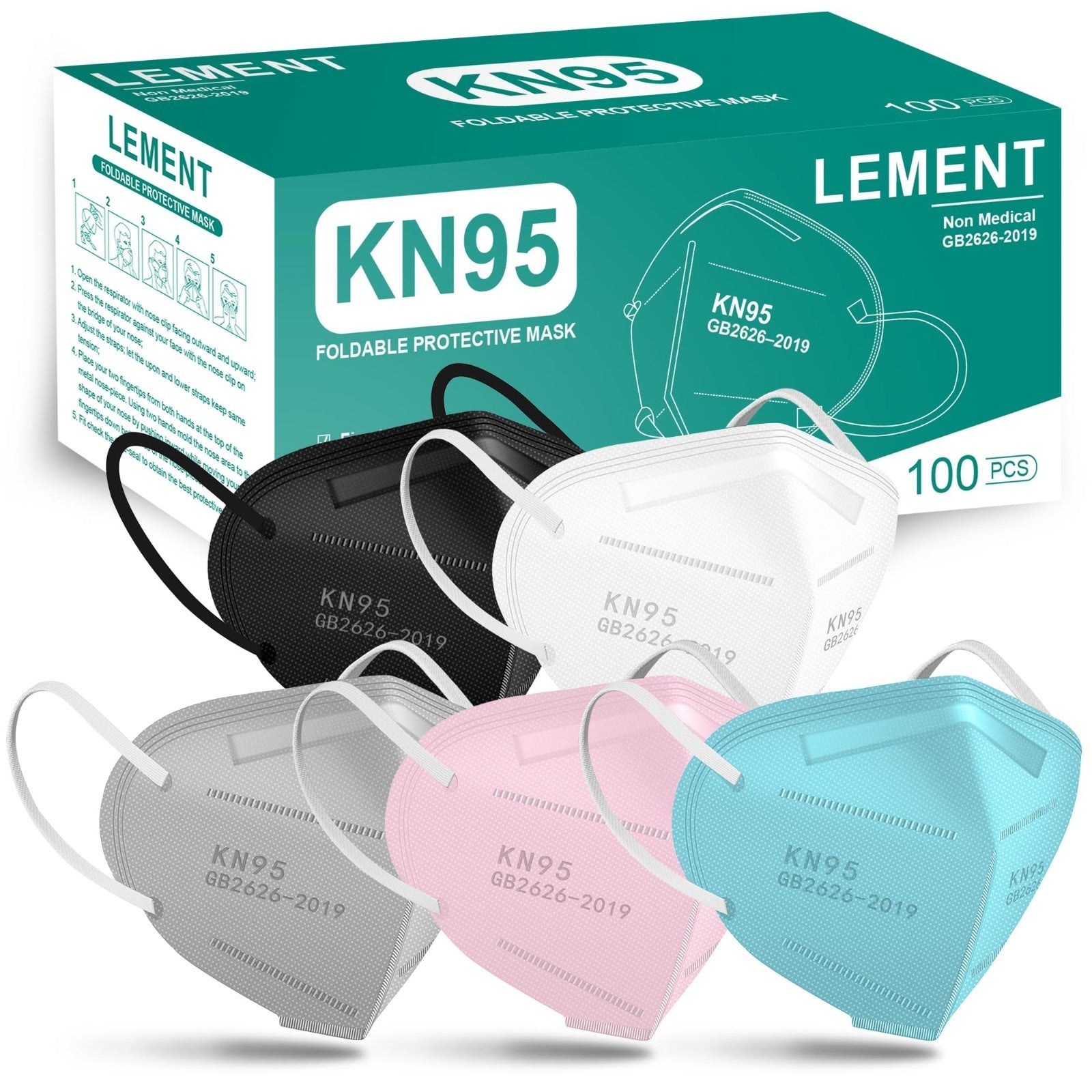 100 Pack KN95 Face Masks   Breathable Disposable Dust Masks for Adults, 5 Colors1