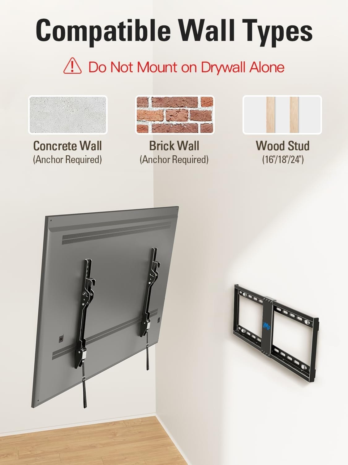 Universal Tilt TV Wall Mount for 37 90 Inch TVs, Low Profile, 132lbs Capacity, V6