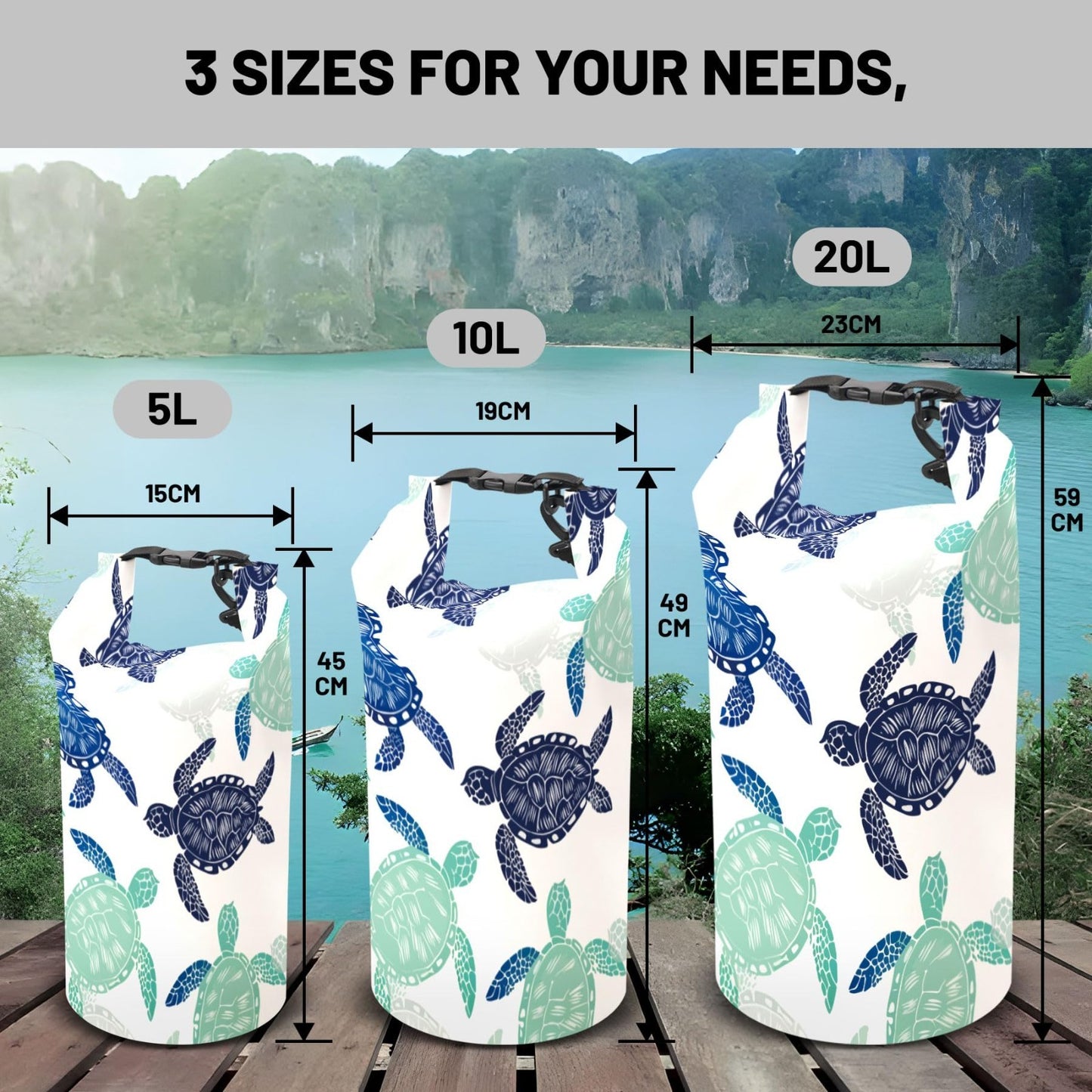 Waterproof Dry Bag Backpack - Lightweight Floating 5L/10L/20L for Kayaking, Fish2