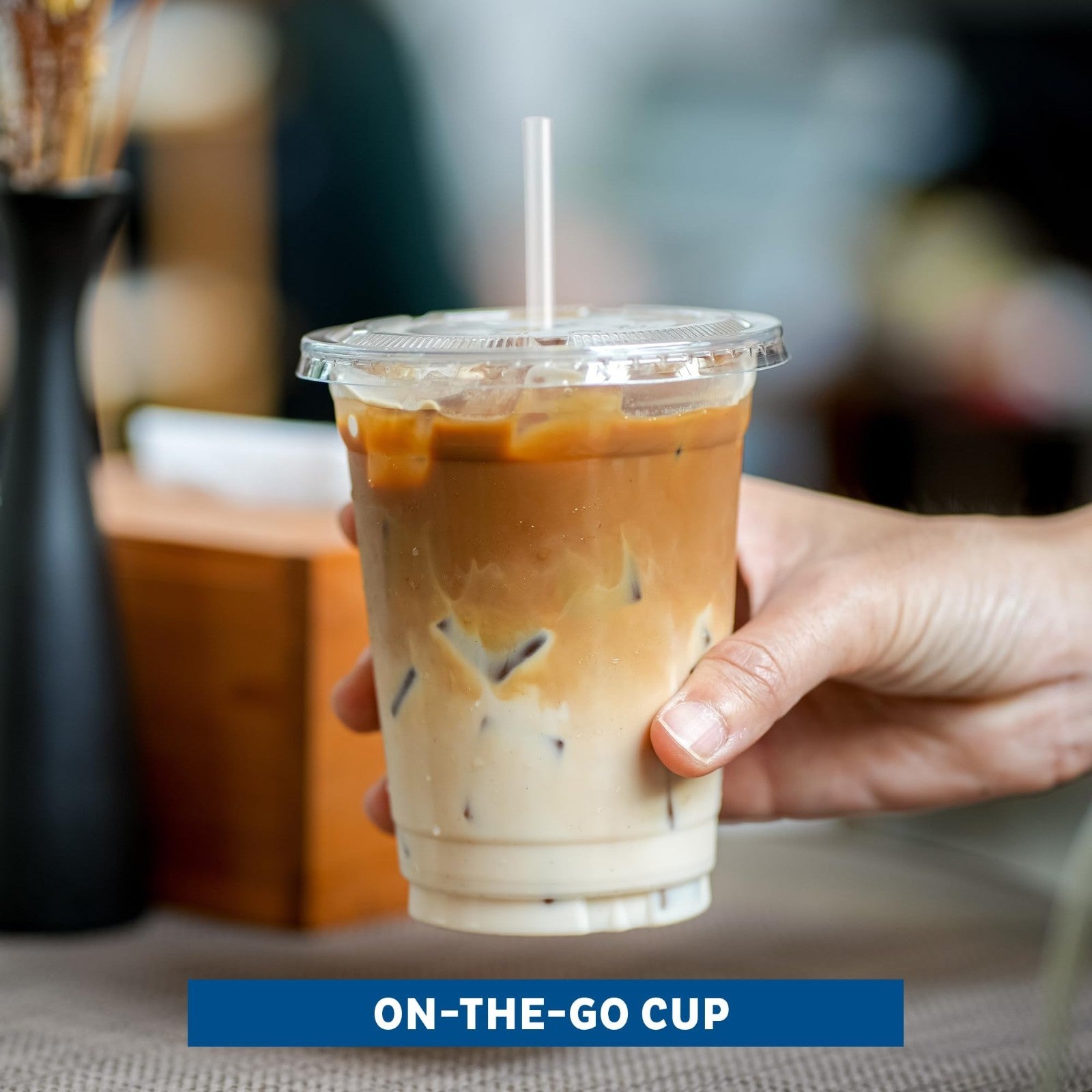 Clear Plastic Cups with Flat Lids & Straws - 100 Pack, 16 oz Disposable for Iced4