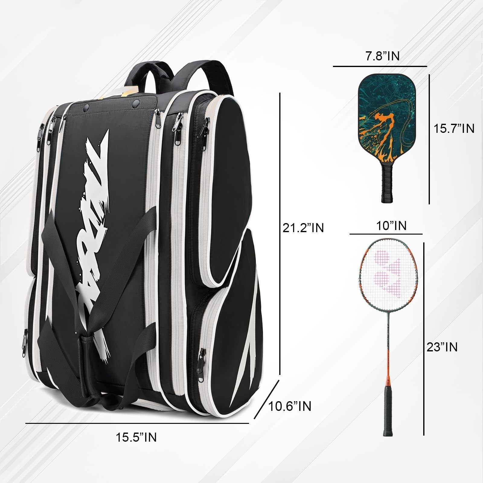 Large Pickleball Paddle Bag for 4 Paddles, Accessories, Shoe Compartment & Hook5