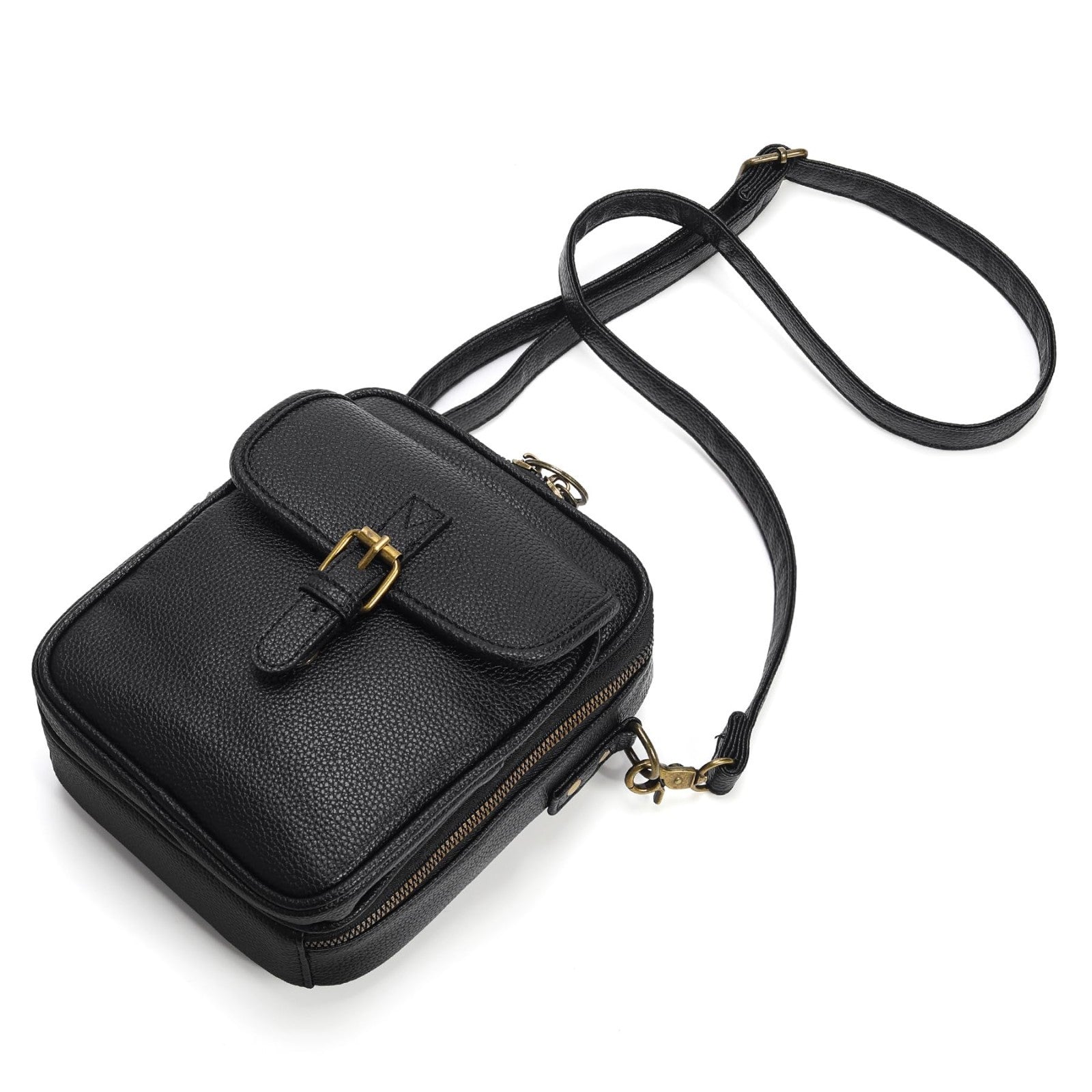 Vegan Leather Crossbody Bags for Women - Vintage Anti-Theft Messenger Purse with6