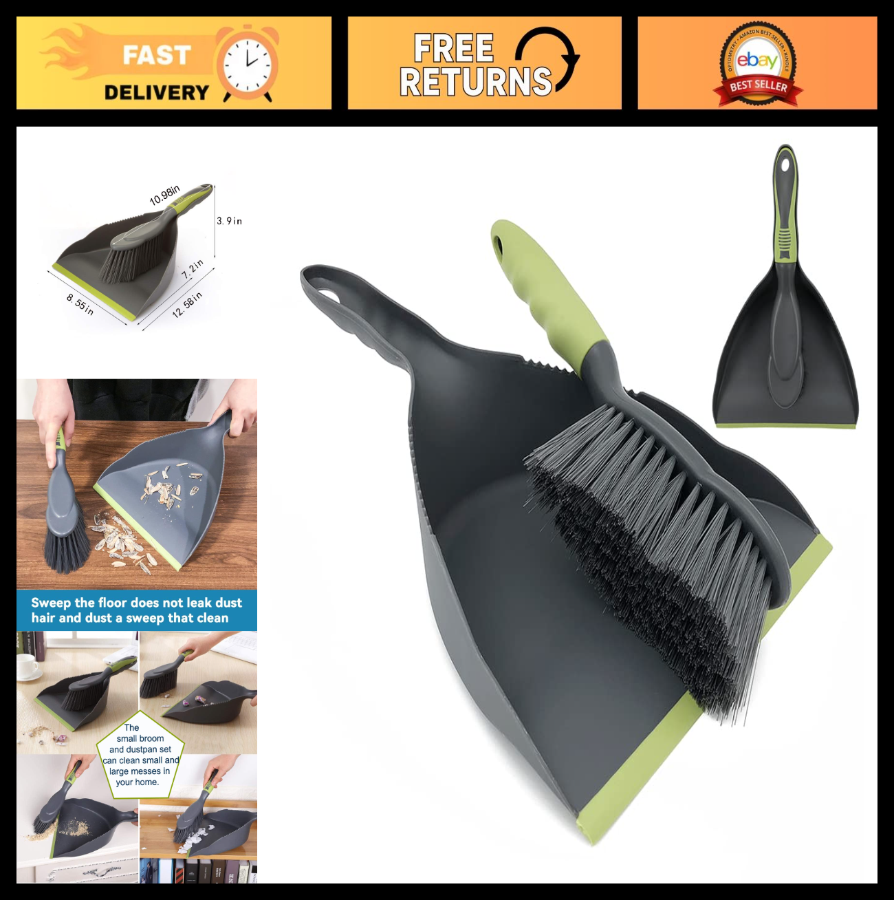 Dustpan and Brush Set - Hand Broom Dust Pan for Kitchen, Sofa, Car, Pet Nest (2p0