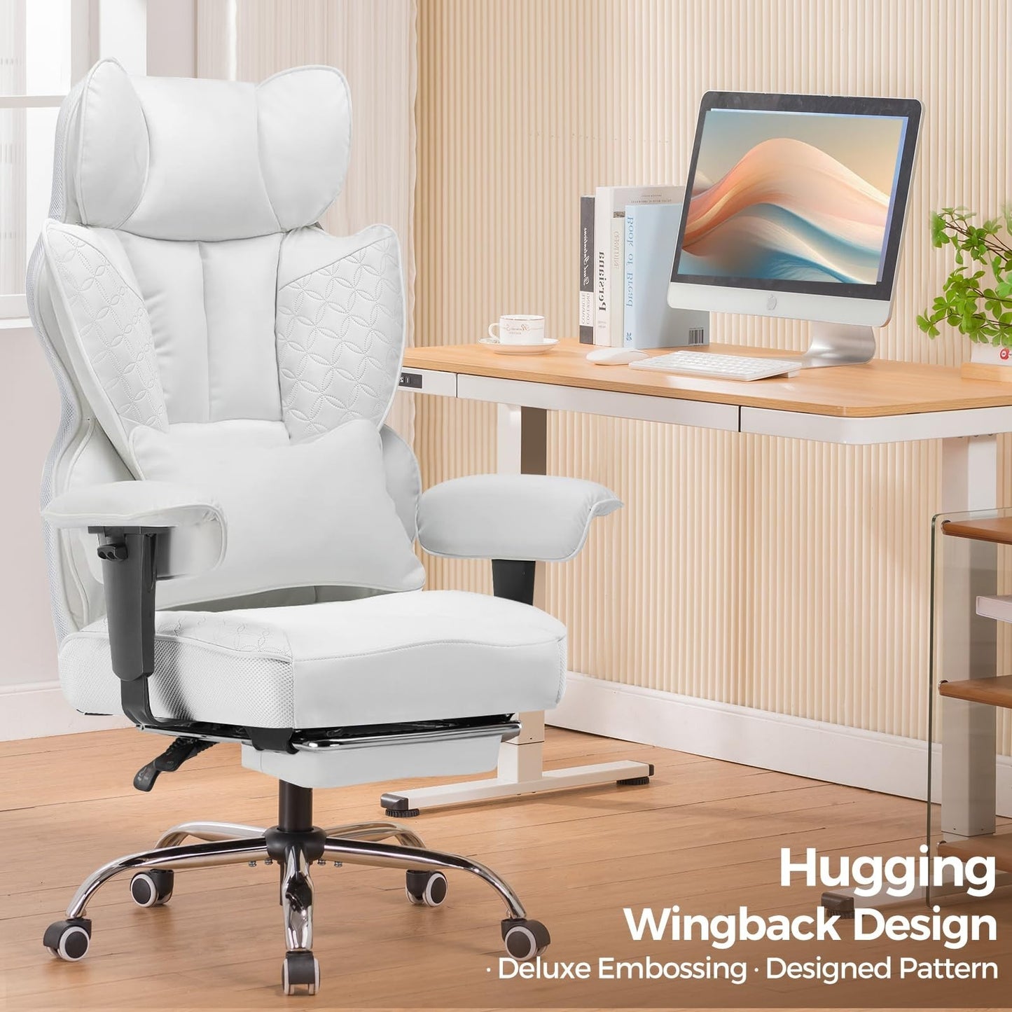 Heavy Duty Gaming Chair 400lbs, Ergonomic Office Chair with Foot Rest, Lumbar Su6