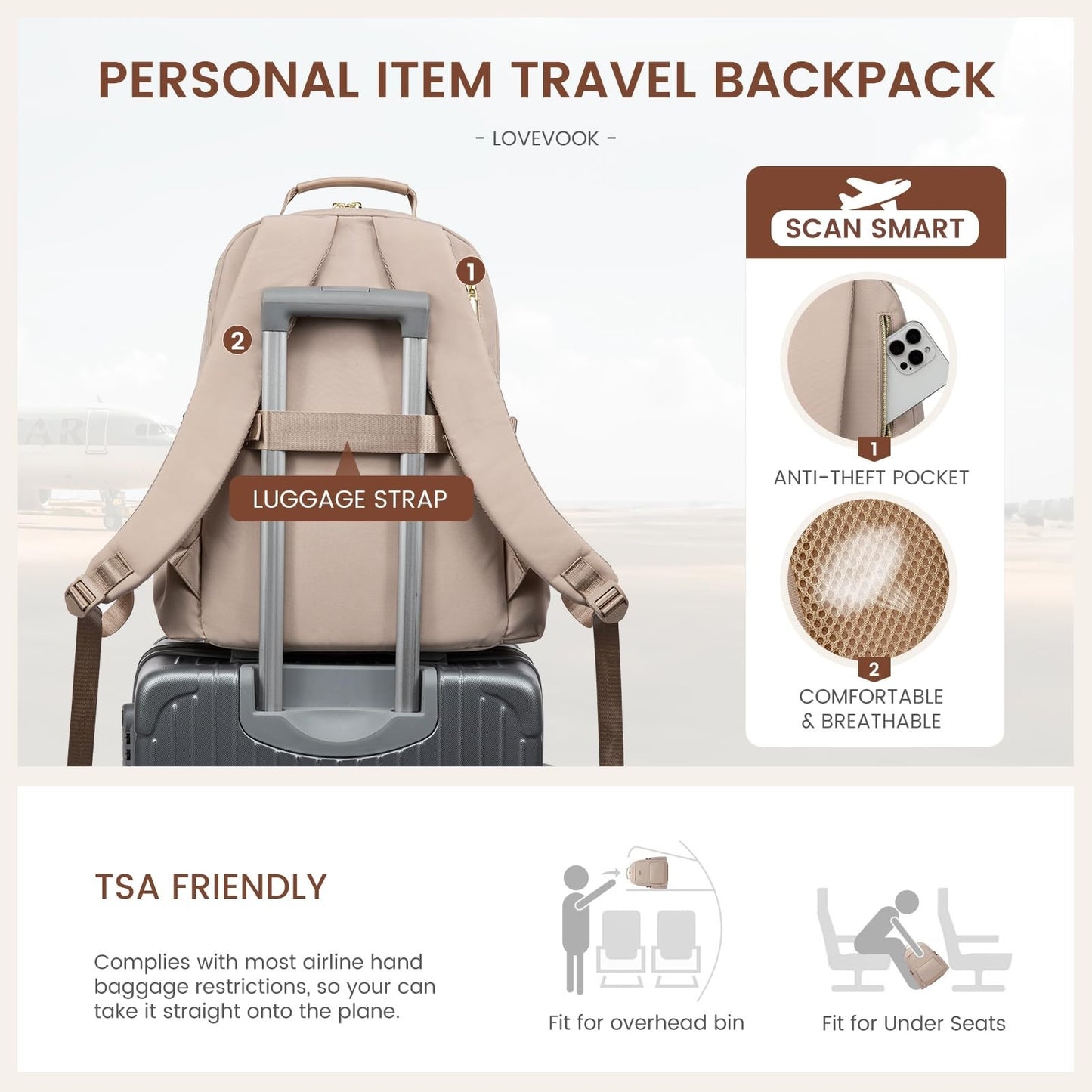 Stylish Waterproof Laptop Backpack for Women, 15.6" Large Capacity Travel Bag, P5