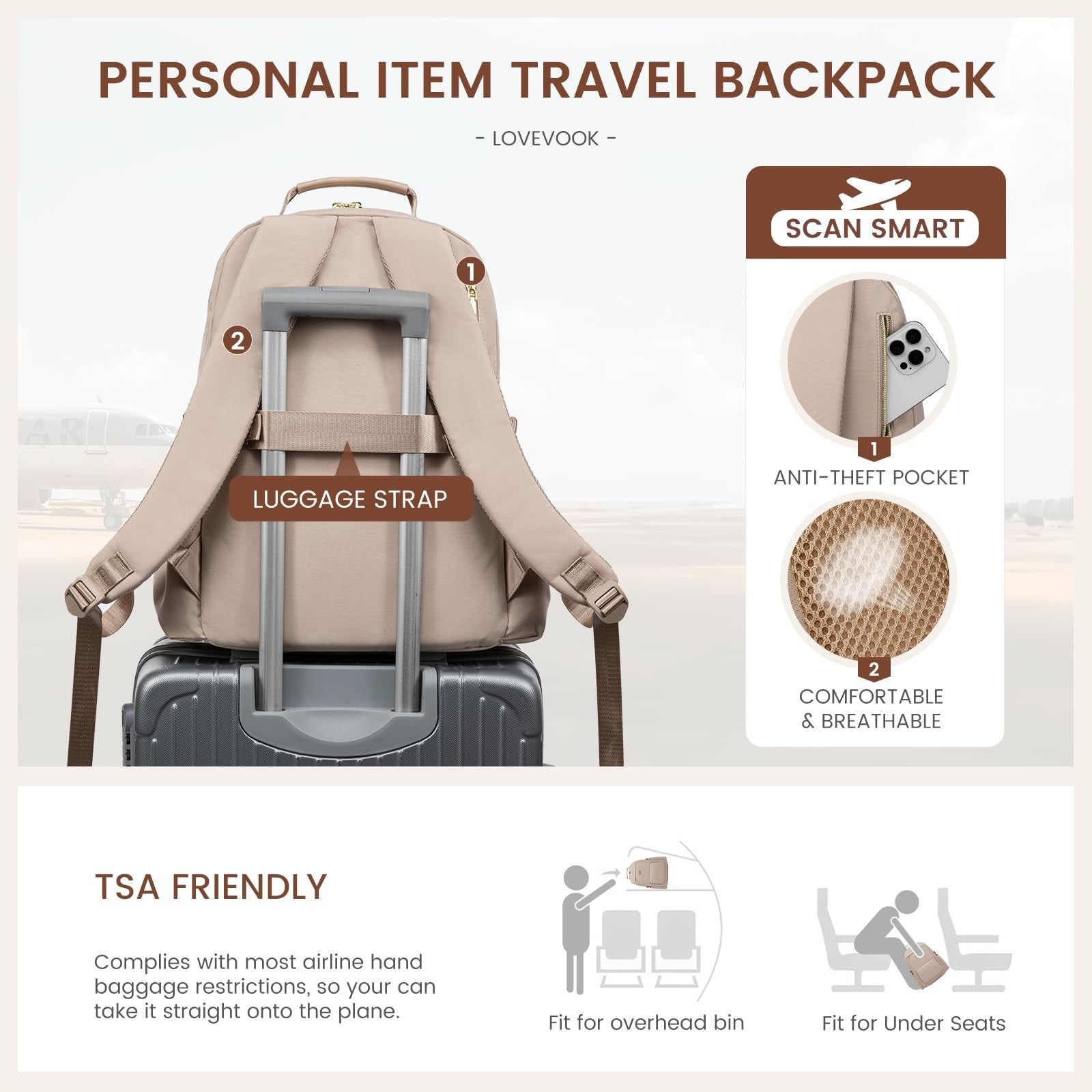 Stylish Waterproof Laptop Backpack for Women, 15.6" Large Capacity Travel Bag, P5
