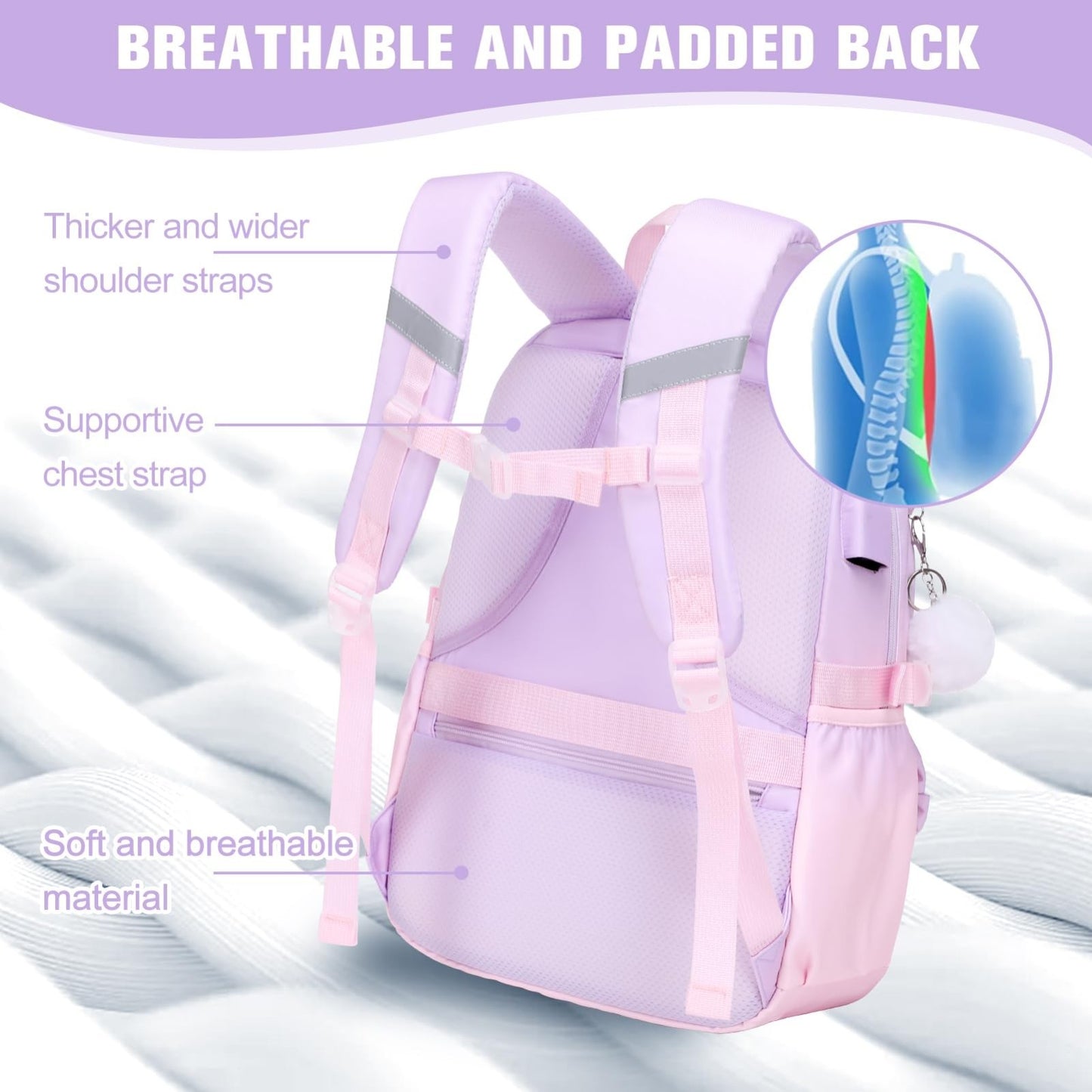 Cute Bow Backpack for Girls   School Bag Set with Lunch Bag & Pen Case3