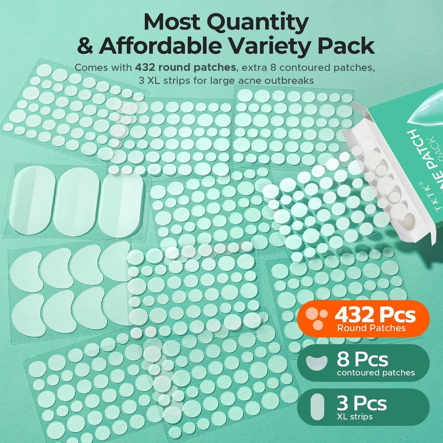 443 Count Hydrocolloid Pimple Patches for Face   Acne Treatment Cover Patch Bulk2