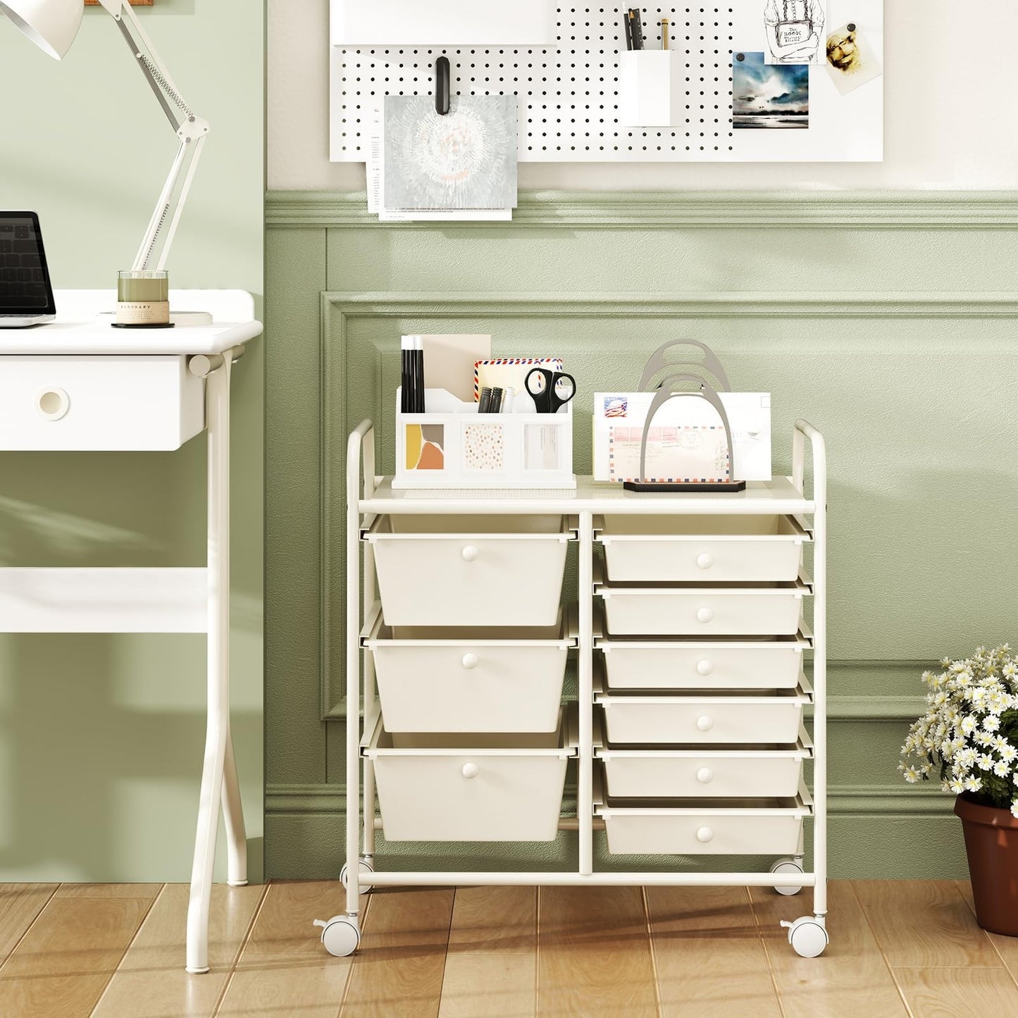 9 Drawer Rolling Storage Cart   Mobile Utility Cart for Craft, Art Supplies, Cla2