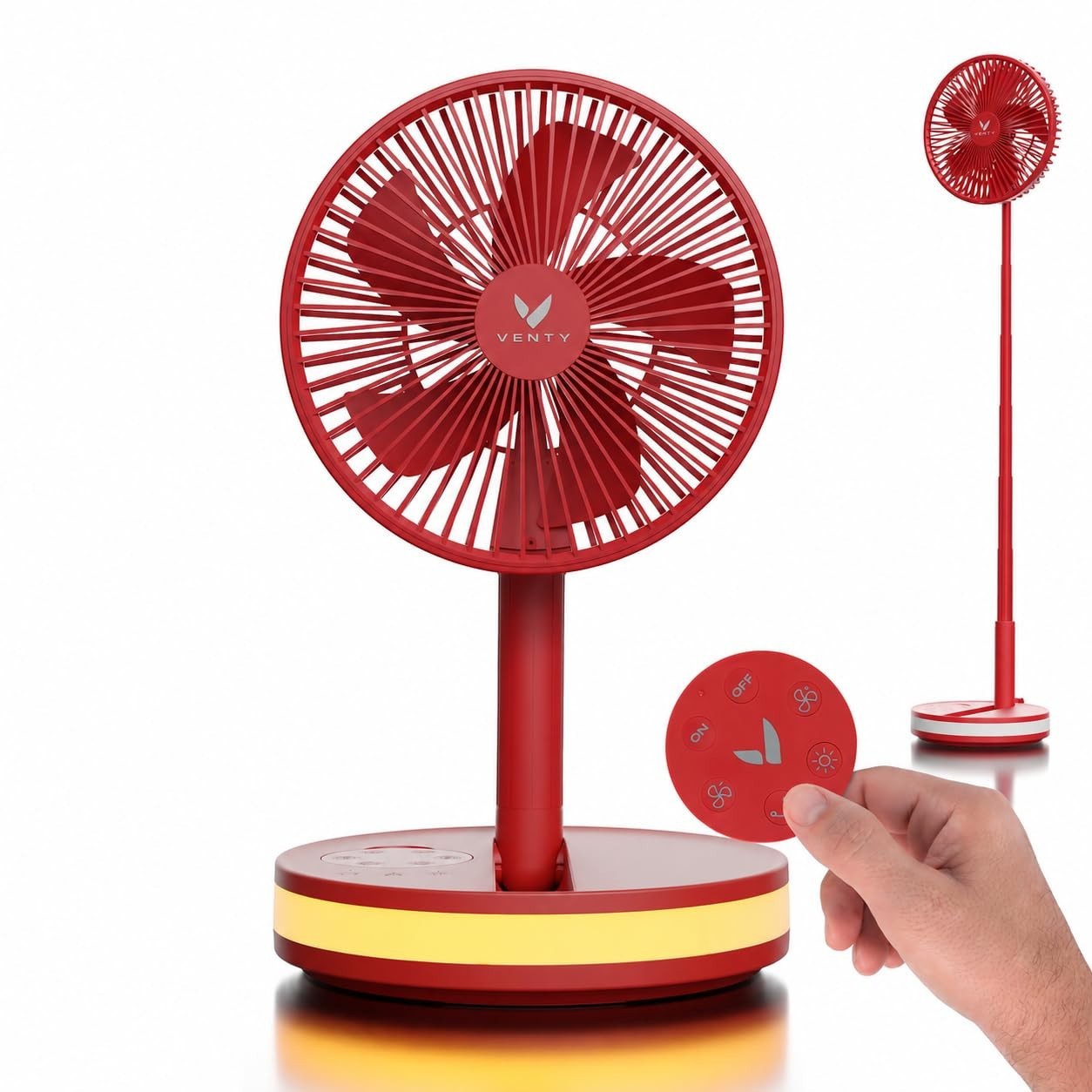 Portable Wireless Battery Operated Fan   4 Speeds, LED Light, Carry Case, Remote1
