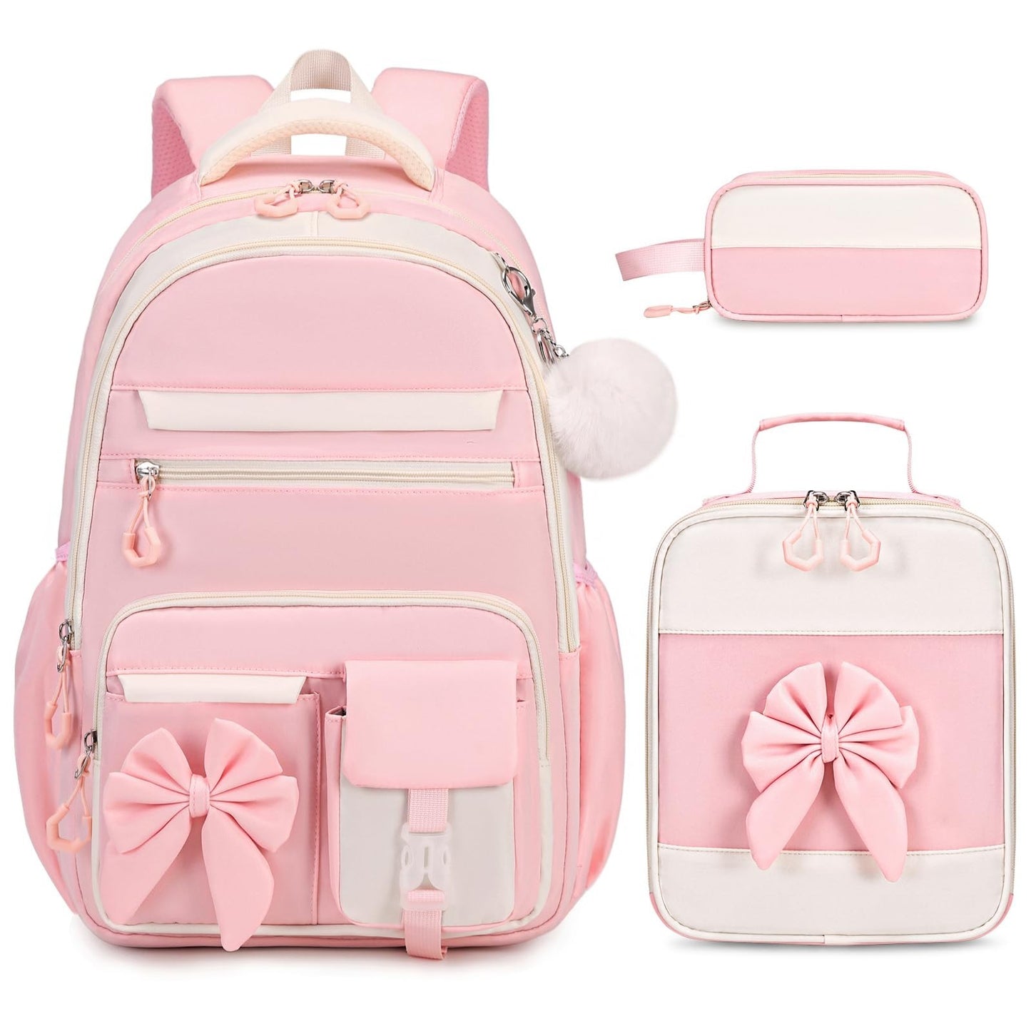 Cute Girls Backpack Set with Lunch Bag & Pencil Case   Stylish School Bag for Ki1