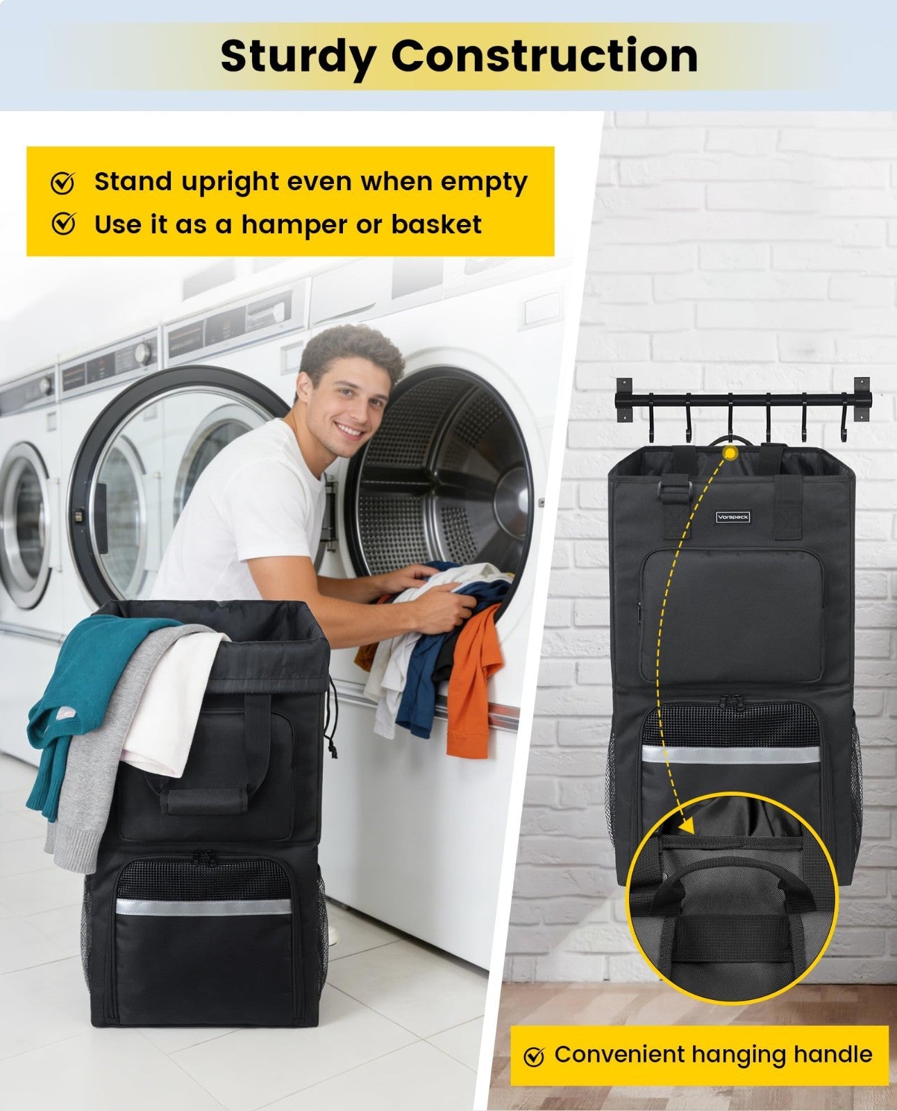 Extra Large 2-in-1 Laundry Bag Backpack with Shoulder Straps - Heavy Duty Portab5