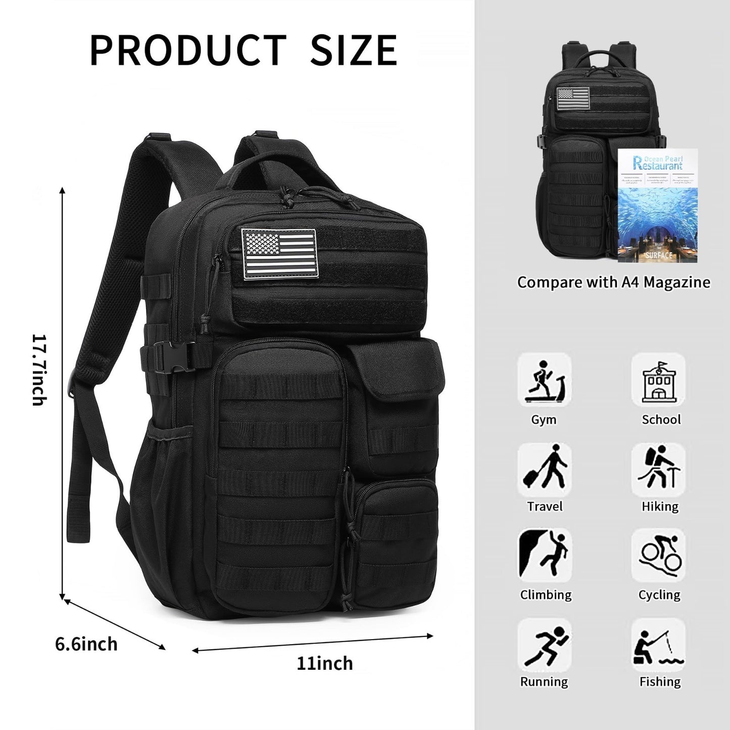 Waterproof Tactical Backpack 25L   Military Outdoor Rucksack with Multiple Pocke3