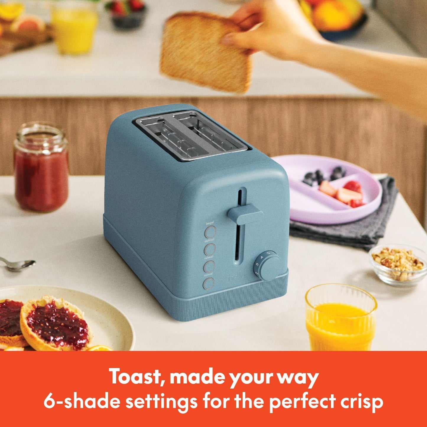 2 Slice Toaster with Extra Wide Slots, 6 Shade Settings, Compact Design, Surf Co2