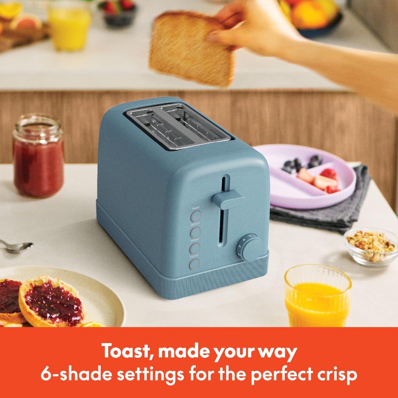 2 Slice Toaster with Extra Wide Slots, 6 Shade Settings, Compact Design, Surf Co2