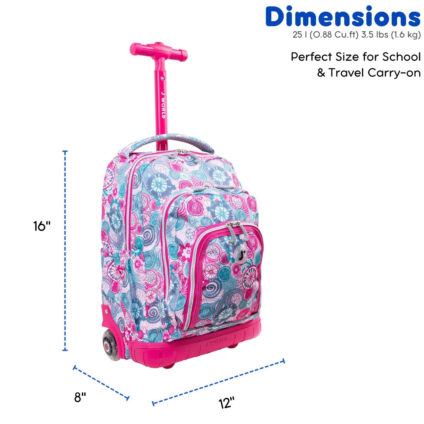 Kids Rolling Backpack & Lunch Bag Set   Carry On Suitcase with Wheels, Blue Rasp7