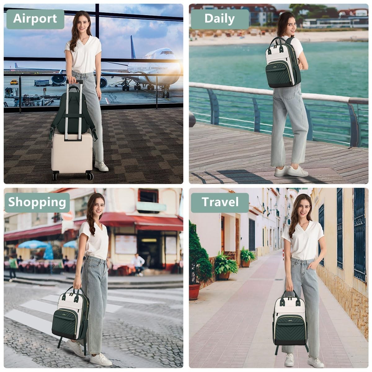 Stylish 15.6" Laptop Backpack for Women   Waterproof Travel Bag with USB Charger5