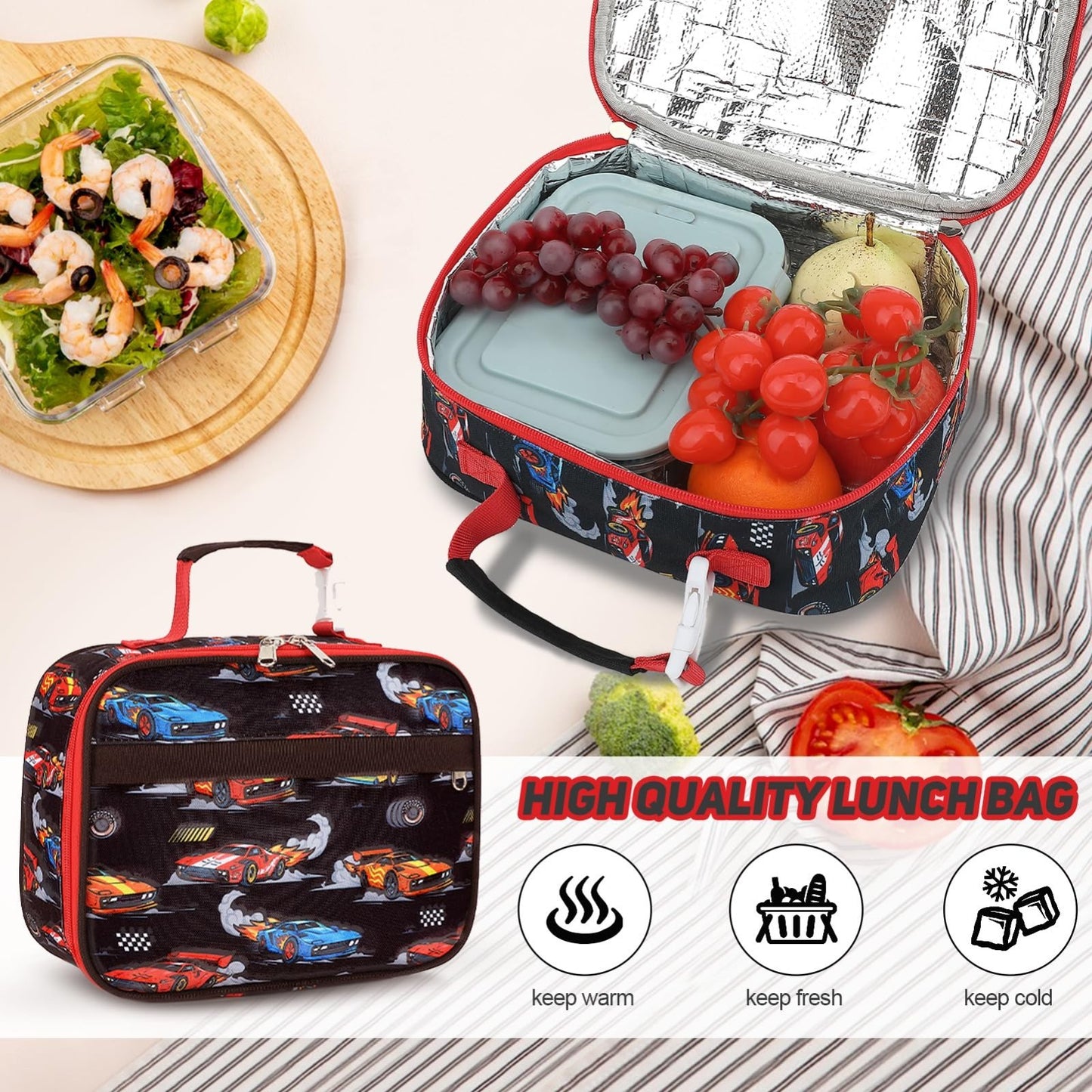 Luminous Boys Backpack Set   3PCS with Lunch Box & Pencil Case   School Gear6