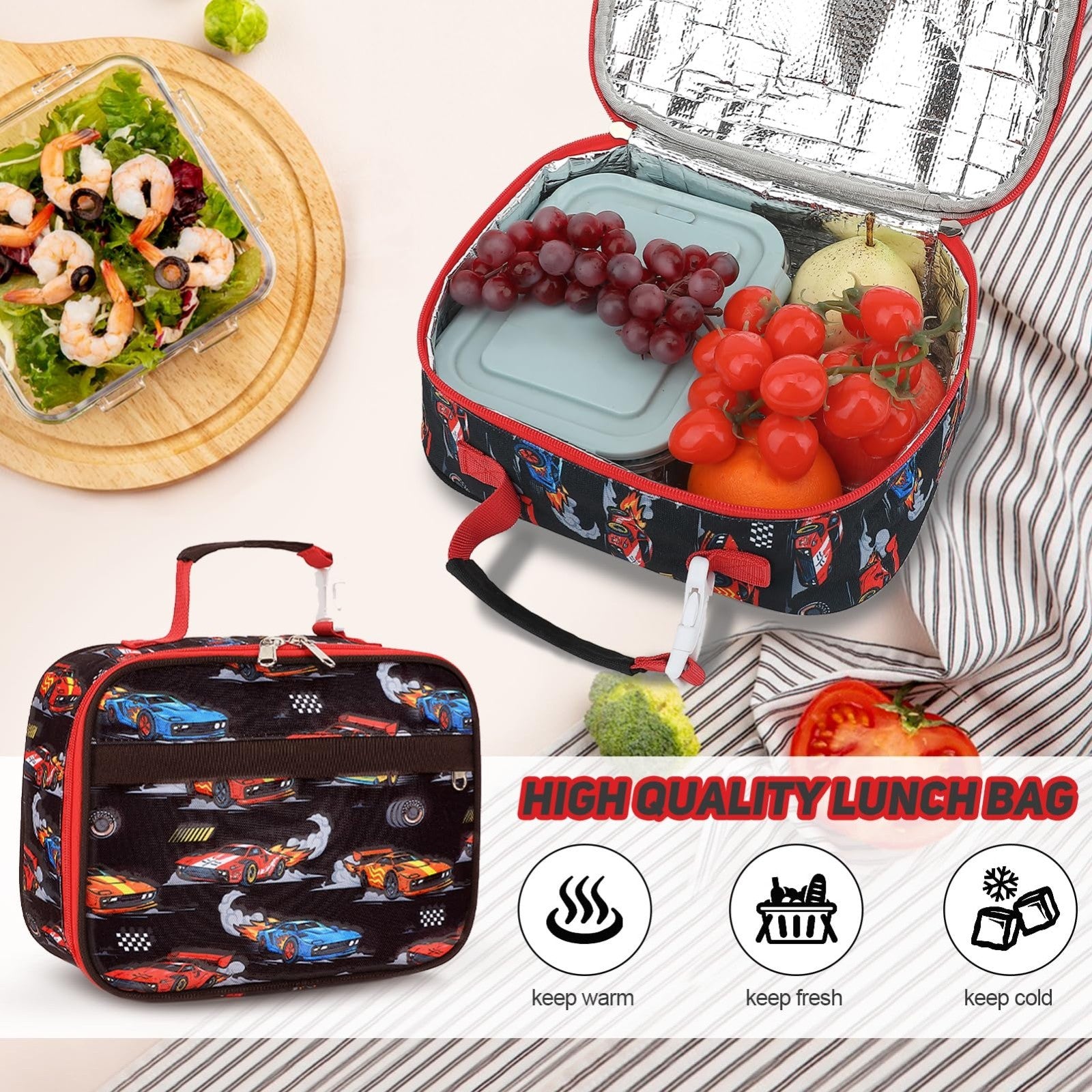 Luminous Boys Backpack Set   3PCS with Lunch Box & Pencil Case   School Gear6