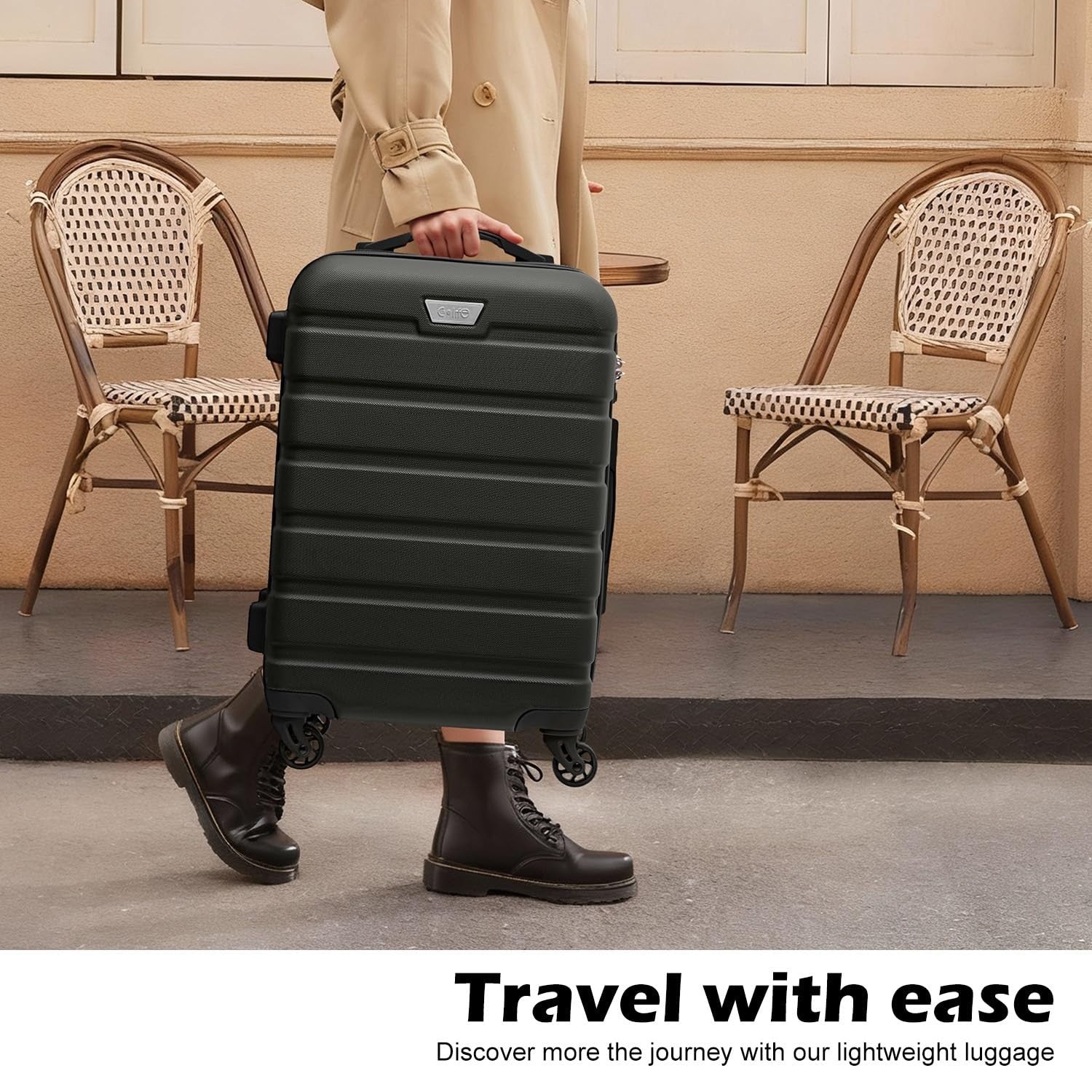 Lightweight 3-Piece Hardshell Luggage Set, 360° Spinner Wheels, TSA Lock, Black5