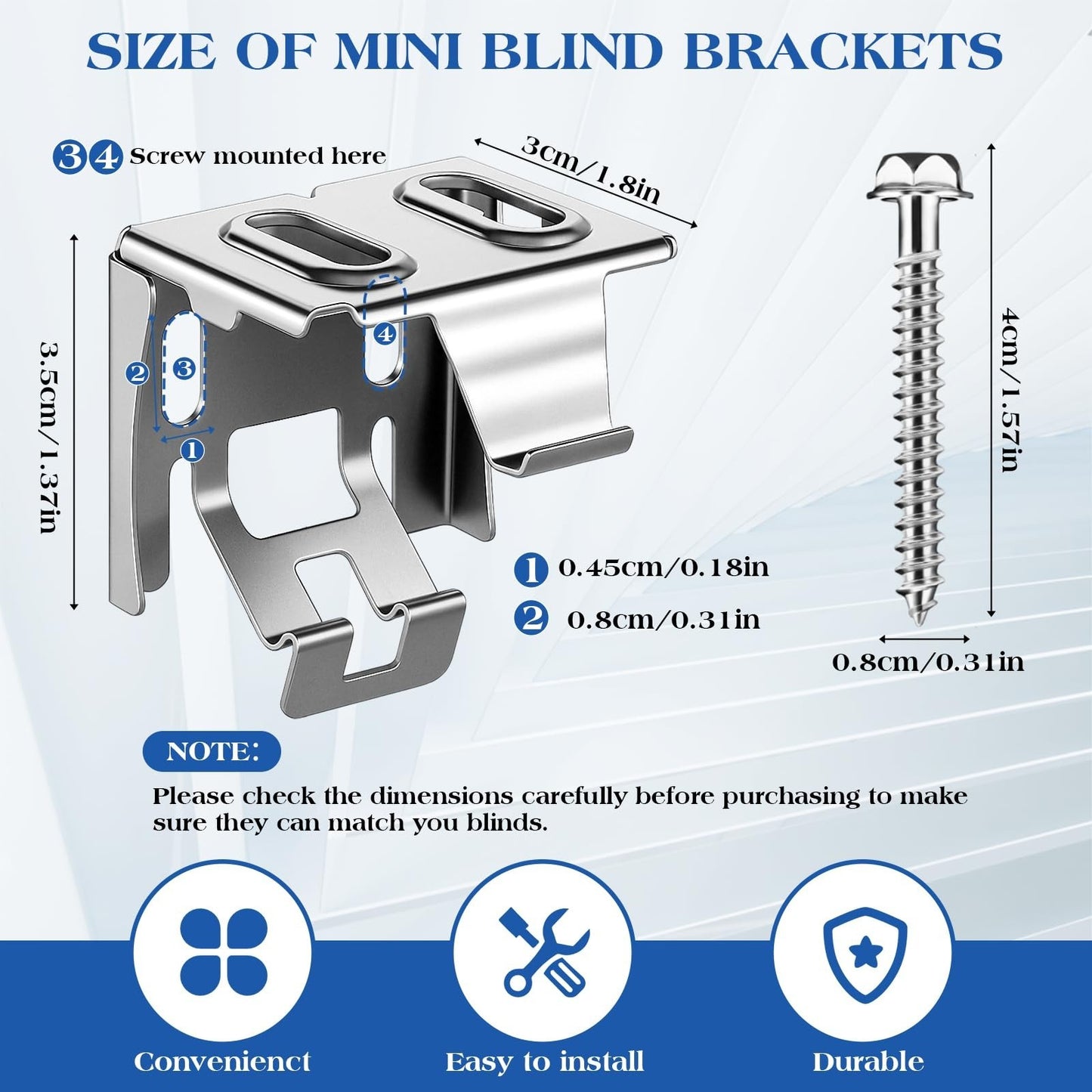6 Mini Blind Brackets with Screws - Sturdy Mounting, Easy Install, Compact Size2